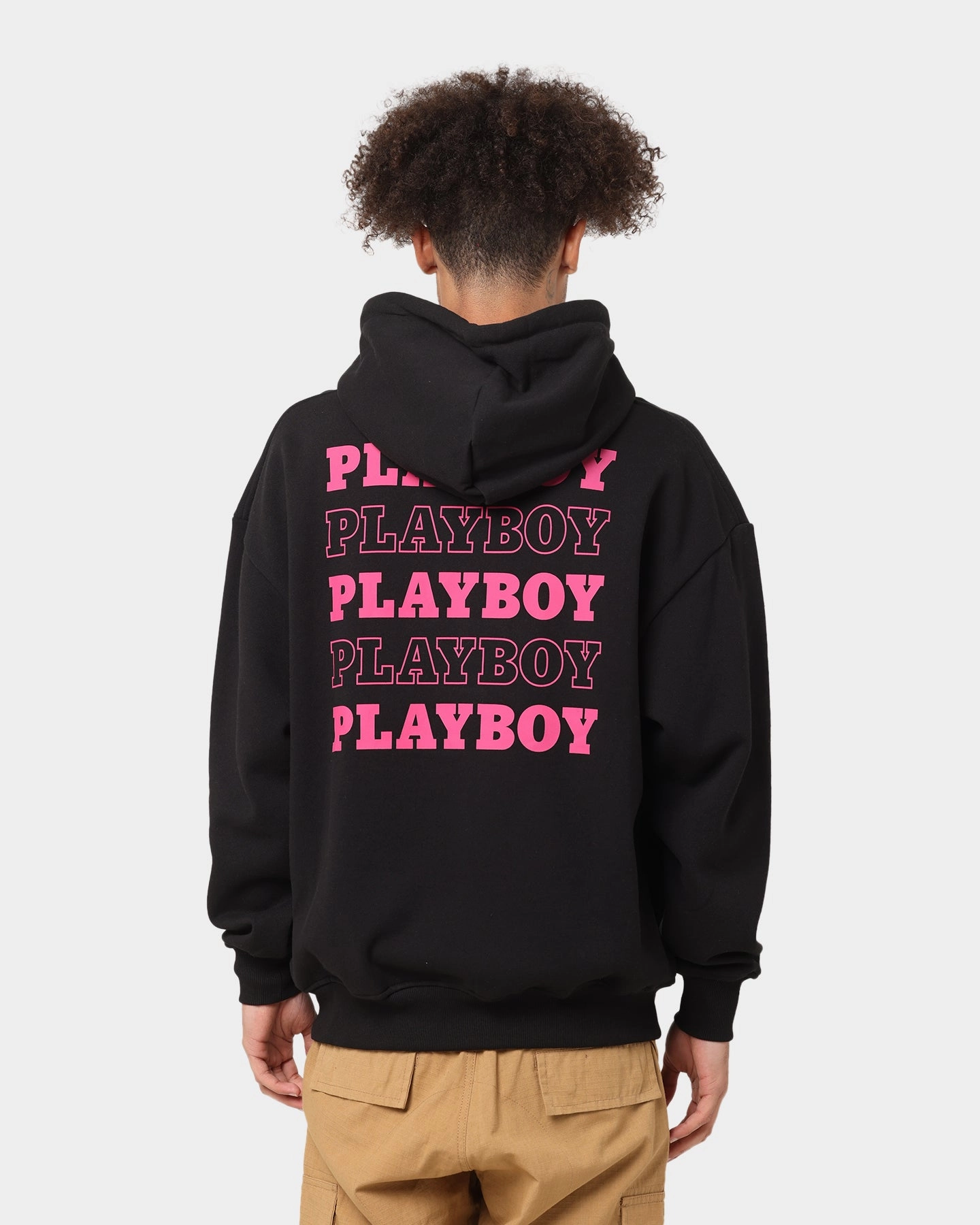 Eco Friendly Material Playboy Stacked Hoodie Black