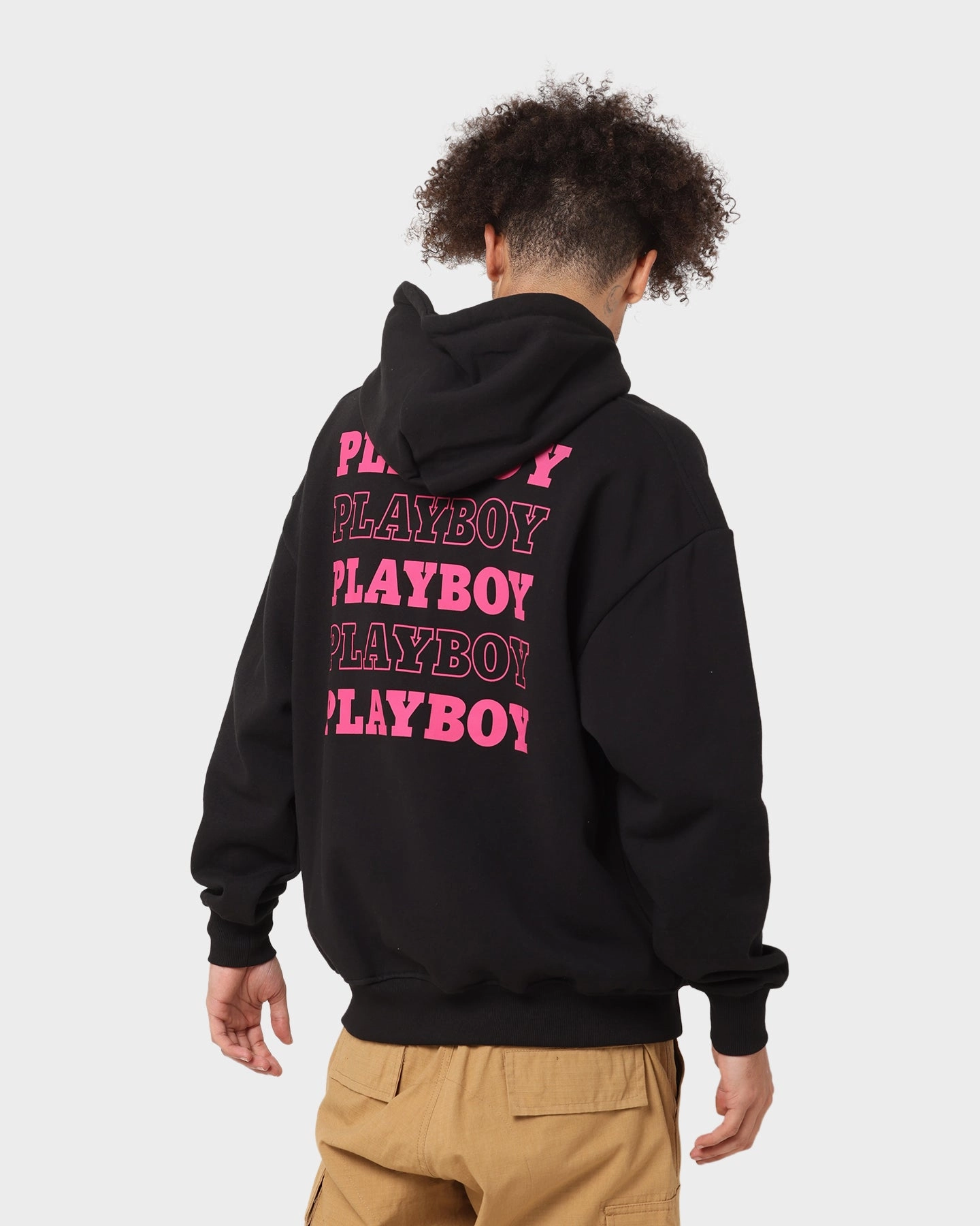 Playboy Stacked Hoodie Black Moisture Wicking Technology All Day Fit