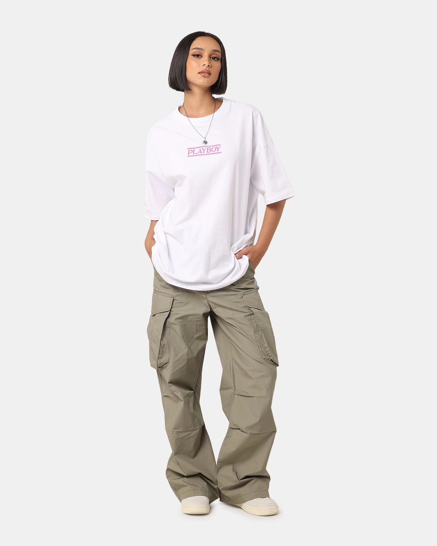 Playboy The Kiss T-Shirt White/Pink Comfy and Versatile