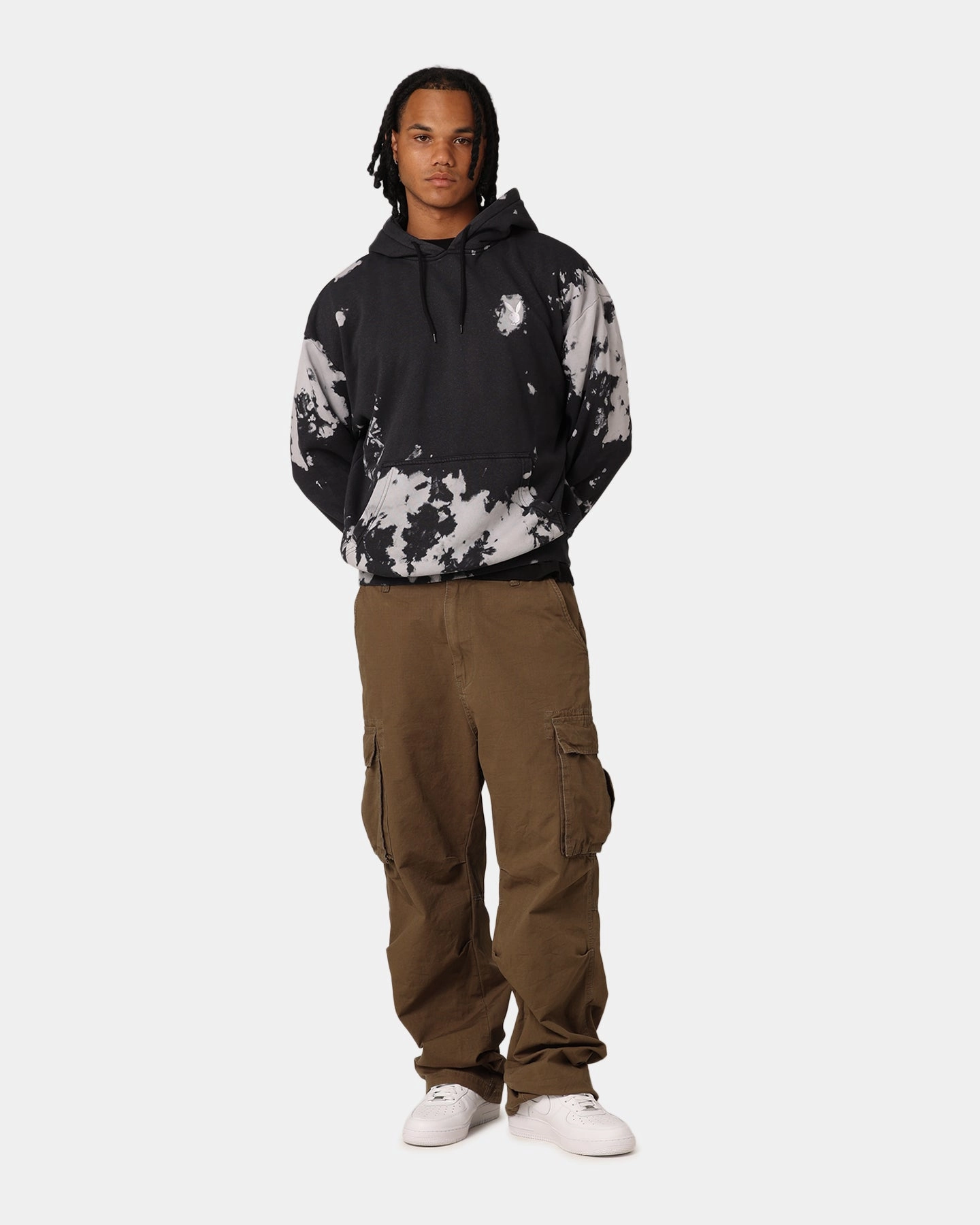 Threat Weather Ease Playboy Tie Dyed Bunny Hoodie Black Tie Dye