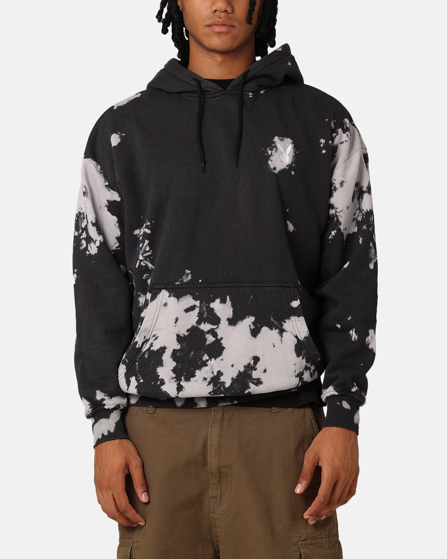 Playboy Tie Dyed Bunny Hoodie Black Tie Dye Minimalist Style