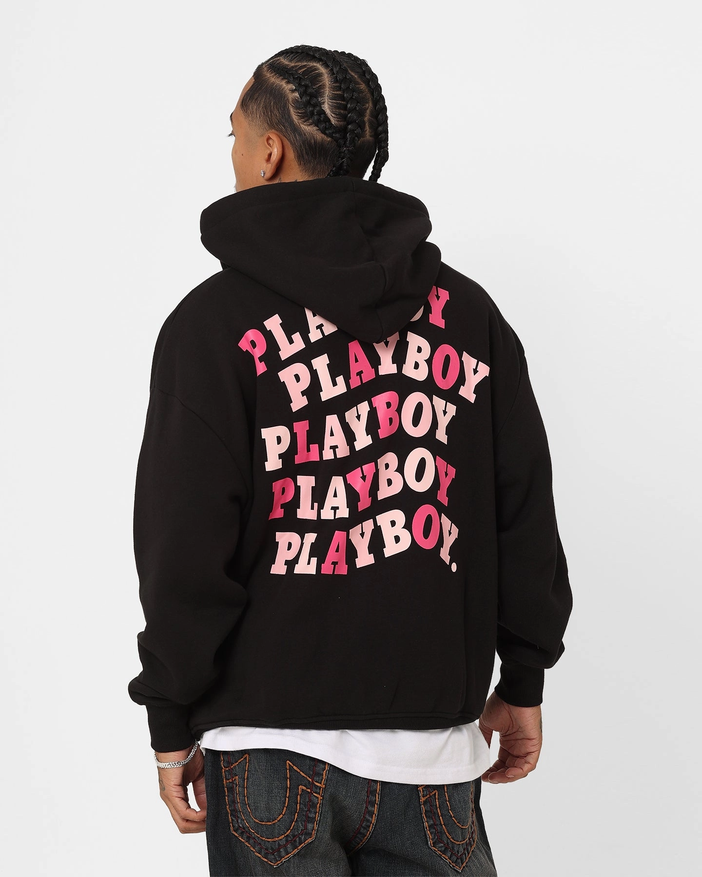 Ability Flexible Hood Playboy Wavy Stack Hoodie Black