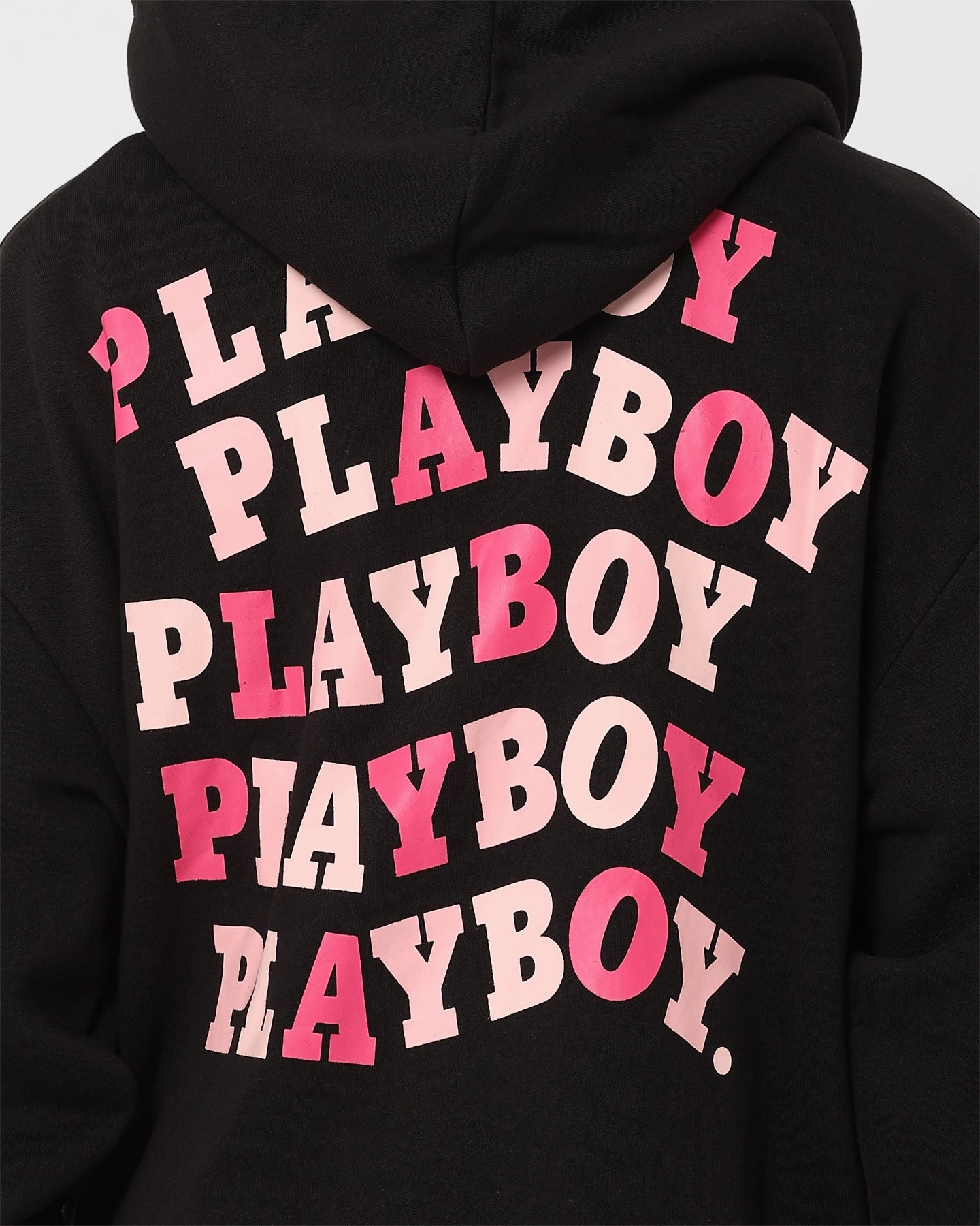 Street Fashion Playboy Wavy Stack Hoodie Black