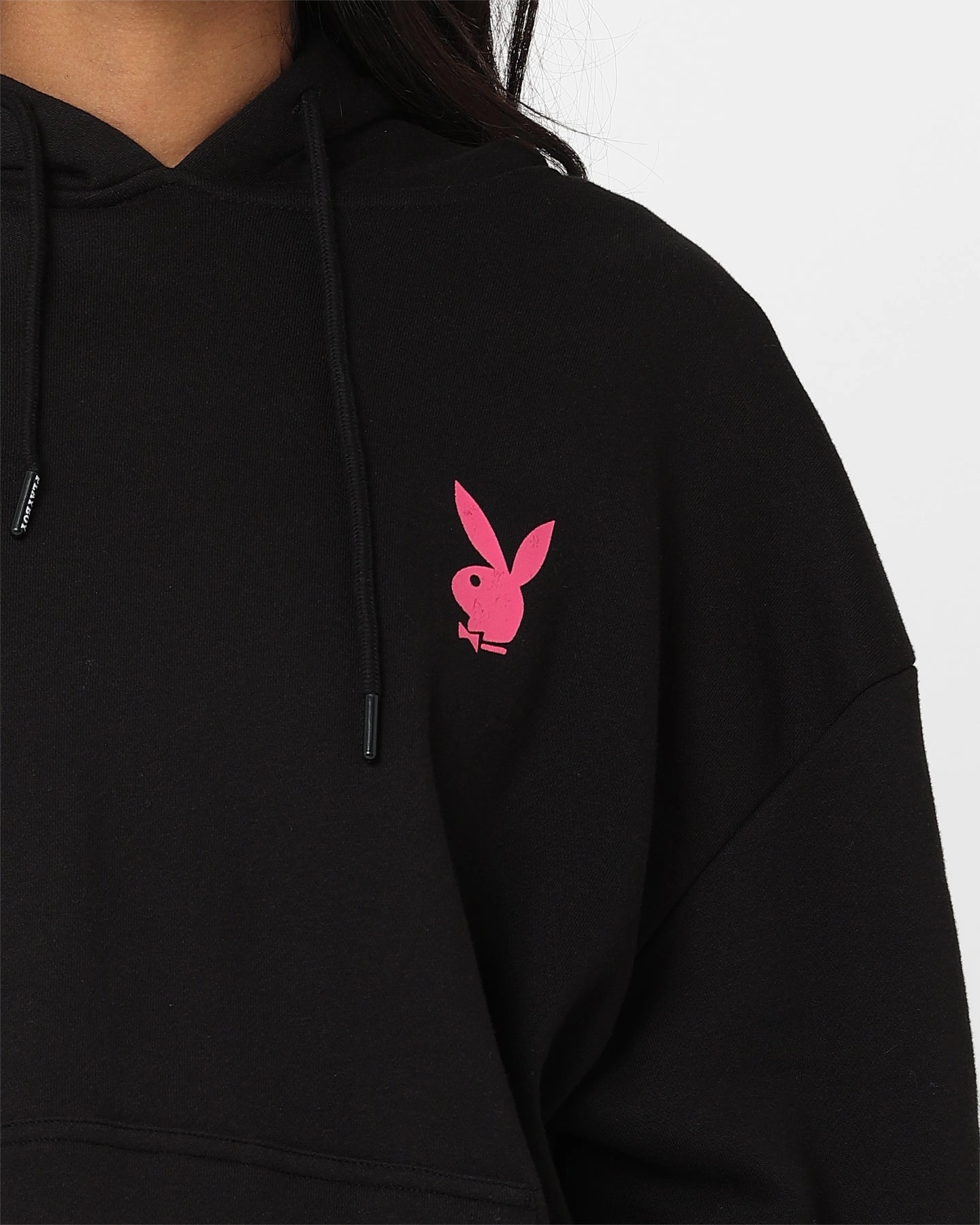 Trendy Outerwear Playboy Wavy Stack Hoodie Black
