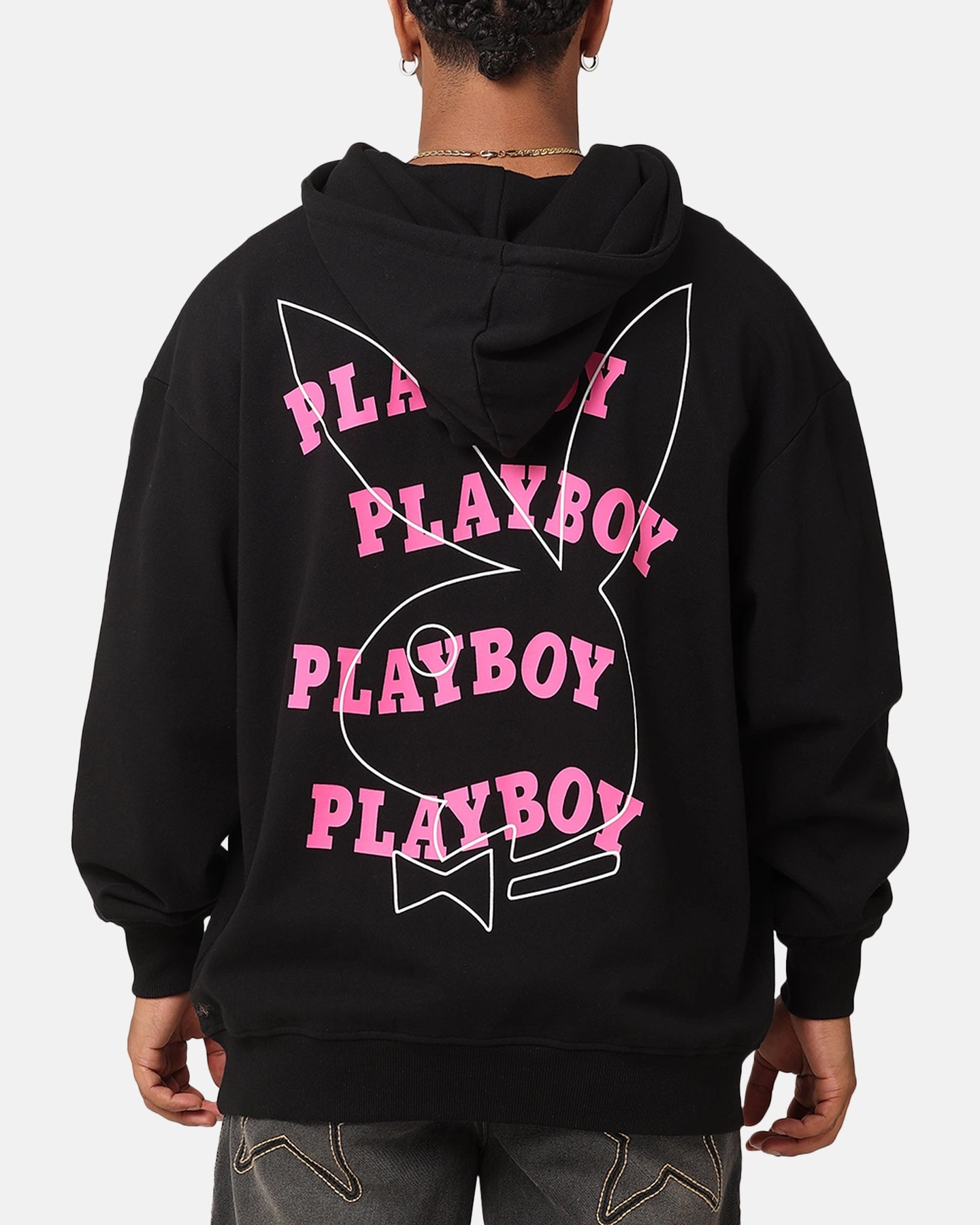 WaterResistant Shell Playboy Wavy Stack Hoodie Black