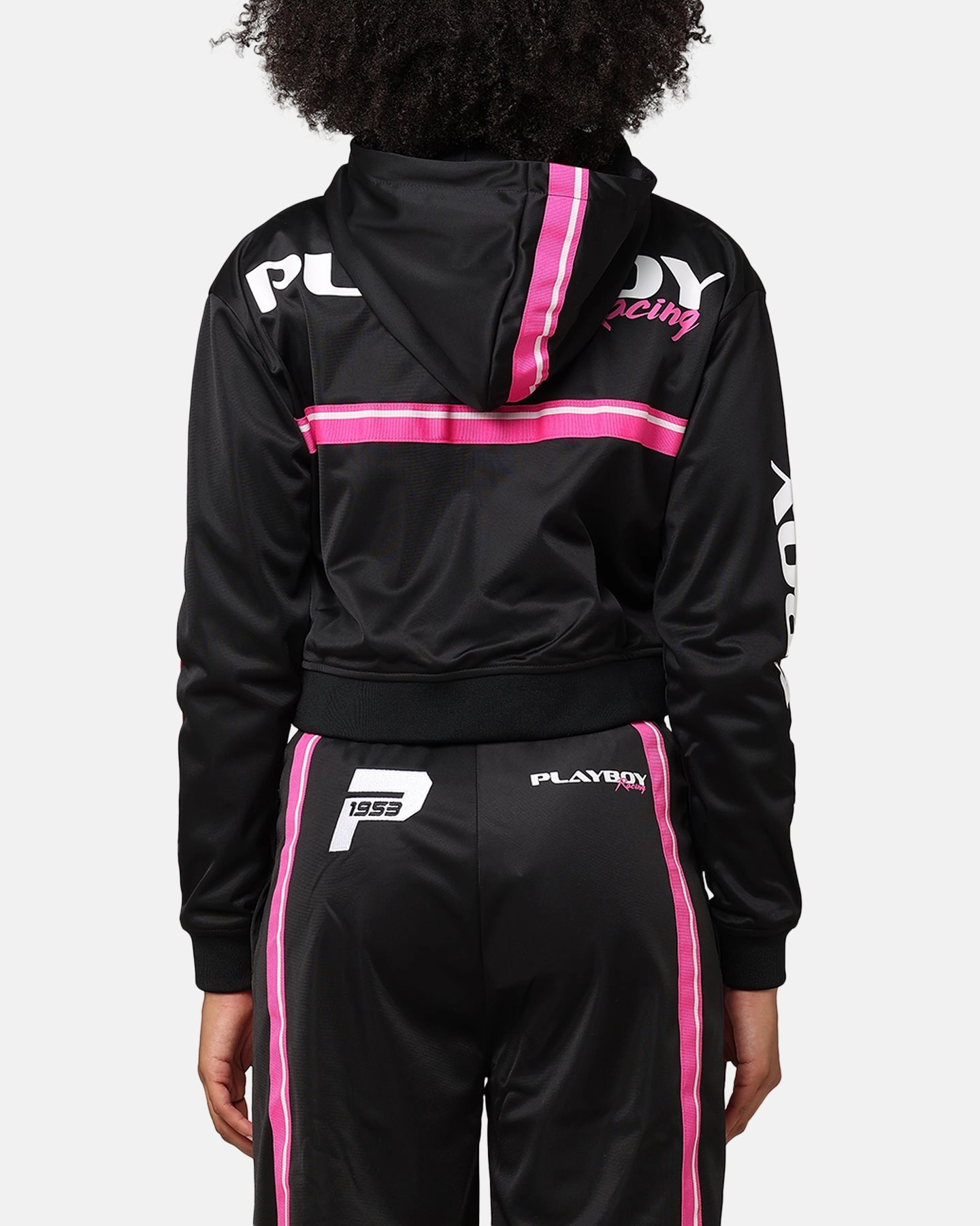Medal Playboy Women's Racing 1953 Cropped Zip Jacket Black