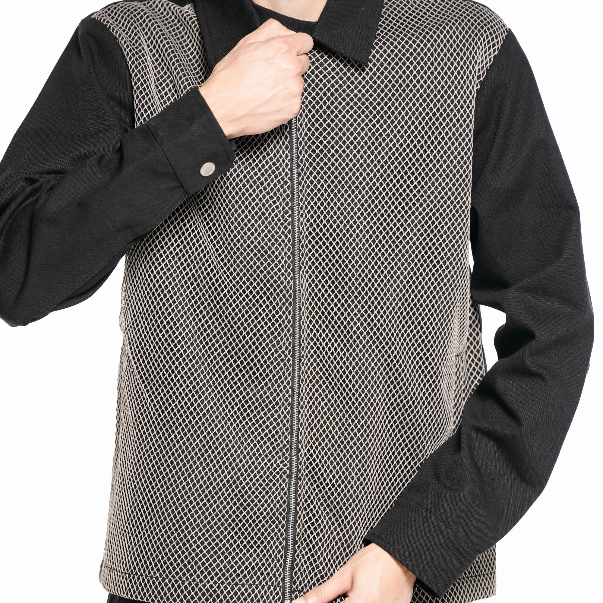Pleasures Flirt Work Jacket 'Black' Reinforced Seam Construction Detachable Layers