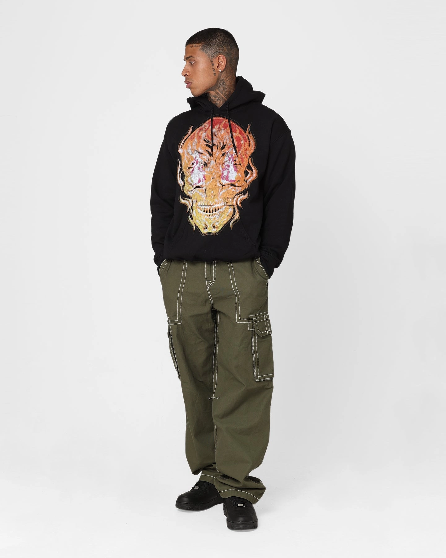 Chic Look Last Kings Fiery Skull Hoodie Black