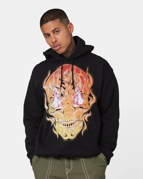 Last Kings Fiery Skull Hoodie Black suitable for anniversaries Comfortable-fit