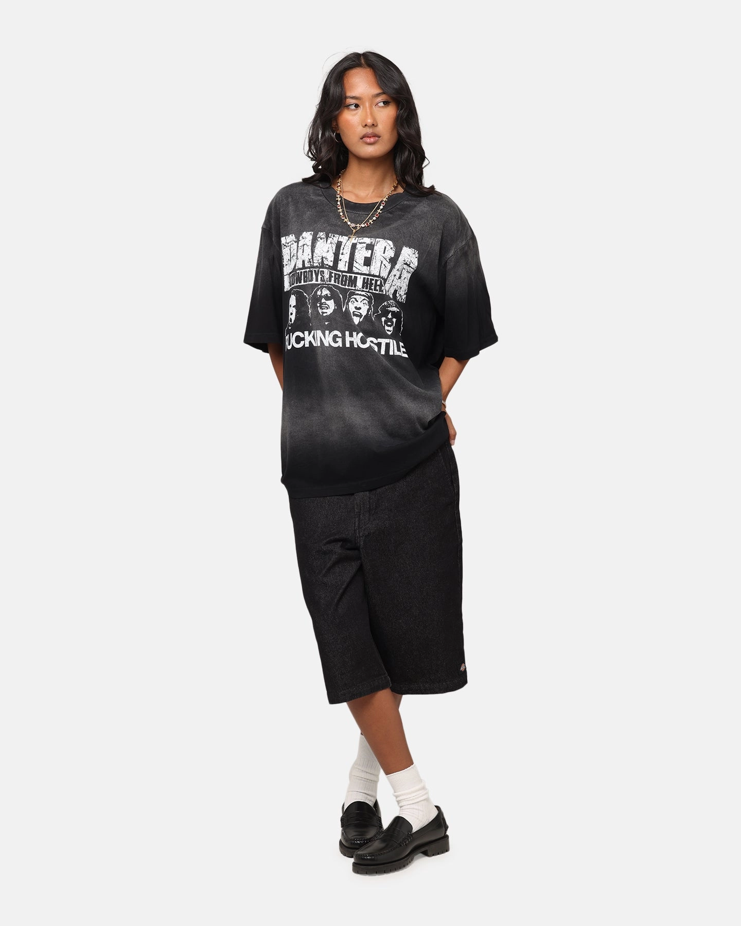 Pantera F#cking Hostile Vintage T-Shirt Washed Black Seamless construction yoga clothing