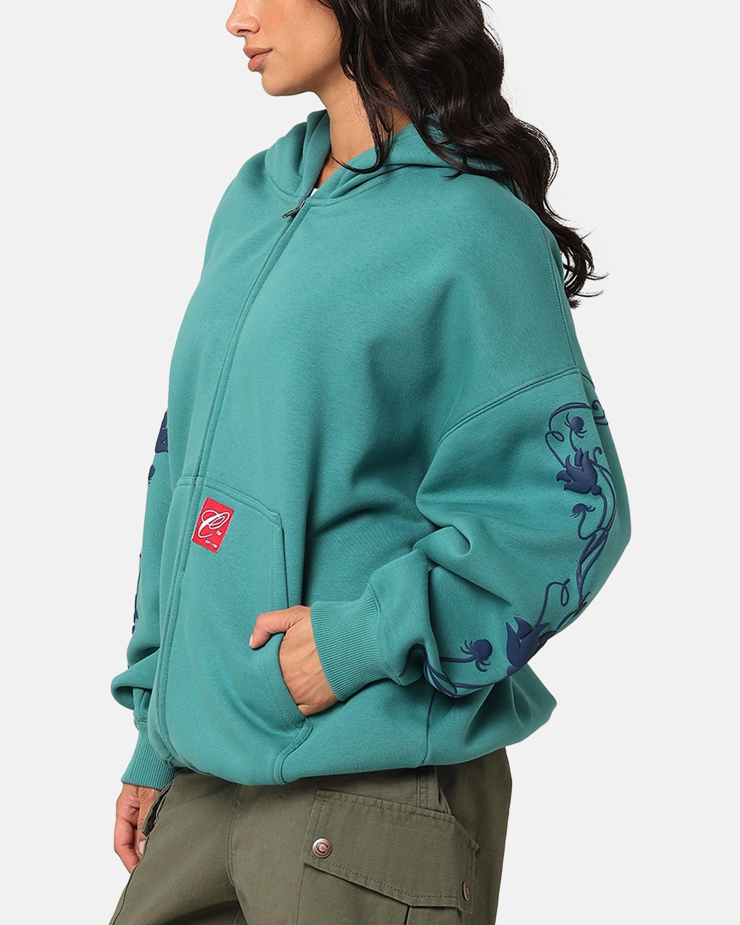 Carre Flower Bomb Full Zip Hoodie Oxidized Green Printed Compression Storage Sack
