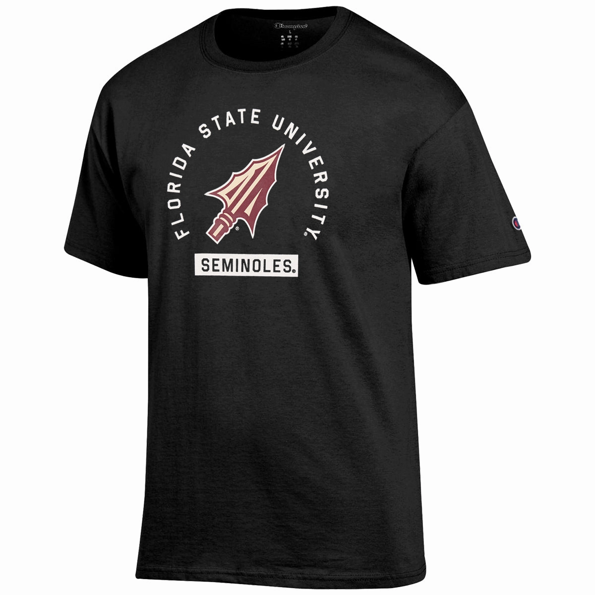 Champion Men's Florida State University Seminoles/Arrowhead Design Short Sleeve T-shirt - Black Timeless Look Anti Static Finish