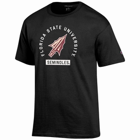 Champion Men's Florida State University Seminoles/Arrowhead Design Short Sleeve T-shirt - Black Comfy Touch Ultimate Comfort