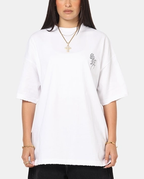 Yarn Dyed Stripes Urban Streetwear Saint Morta Fray Boxy T-Shirt White