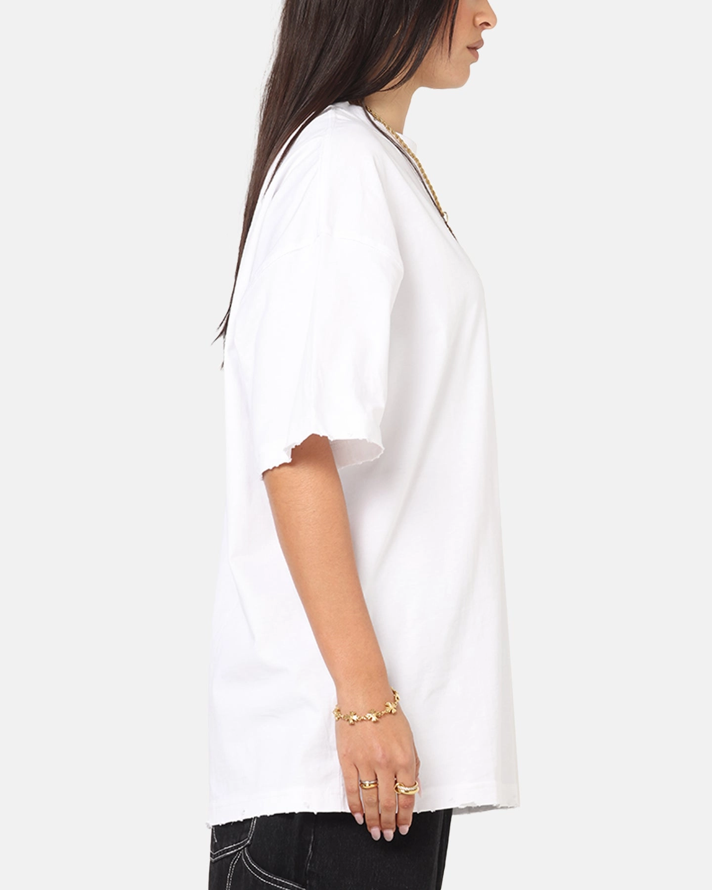 Saint Morta Fray Boxy T-Shirt White Ethically Sourced Materials