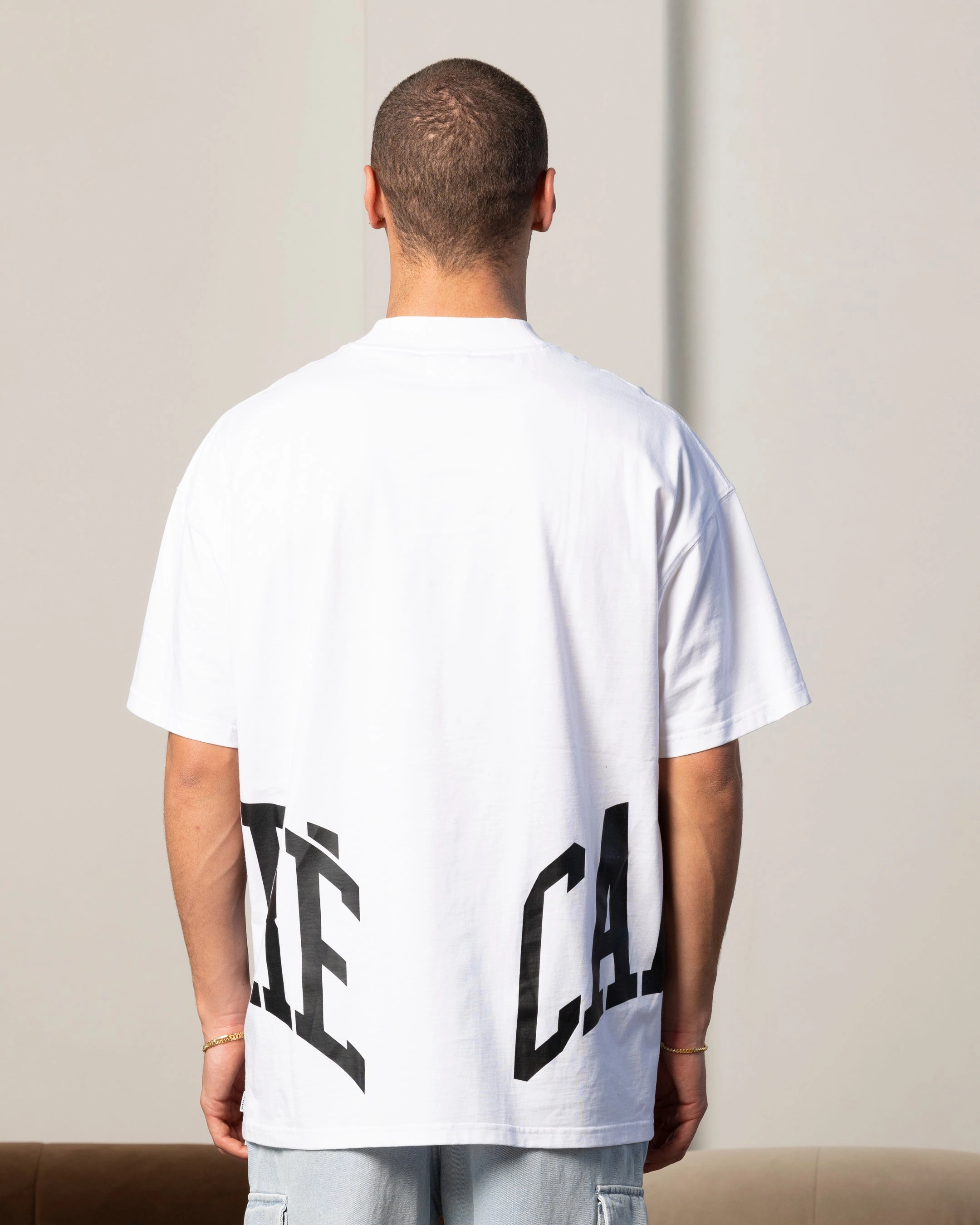 Simple Comfort Wear spandex blend Carre Double Arch Oversized T-Shirt White