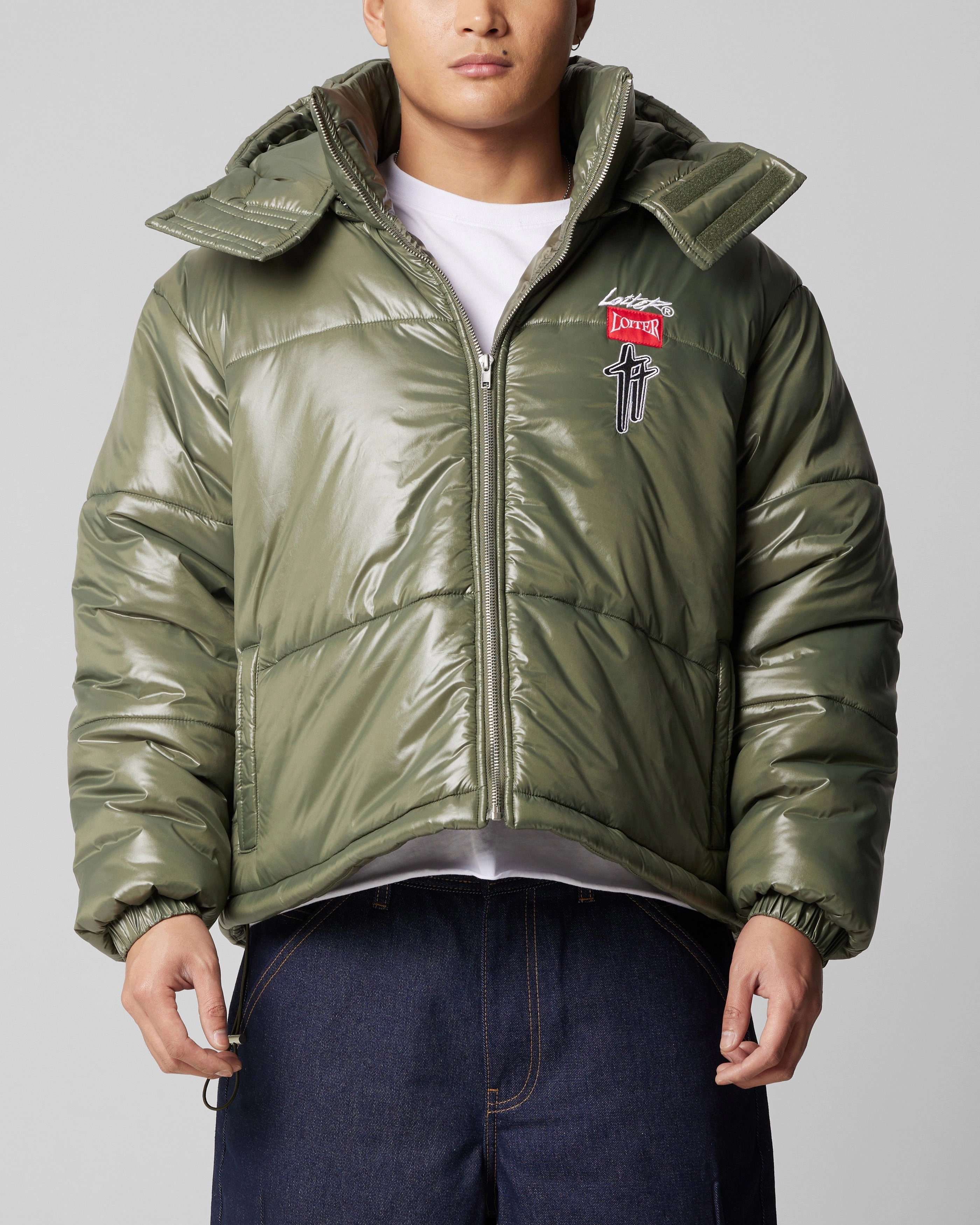 Loiter Star Born Puffer Jacket Green Mid-layer