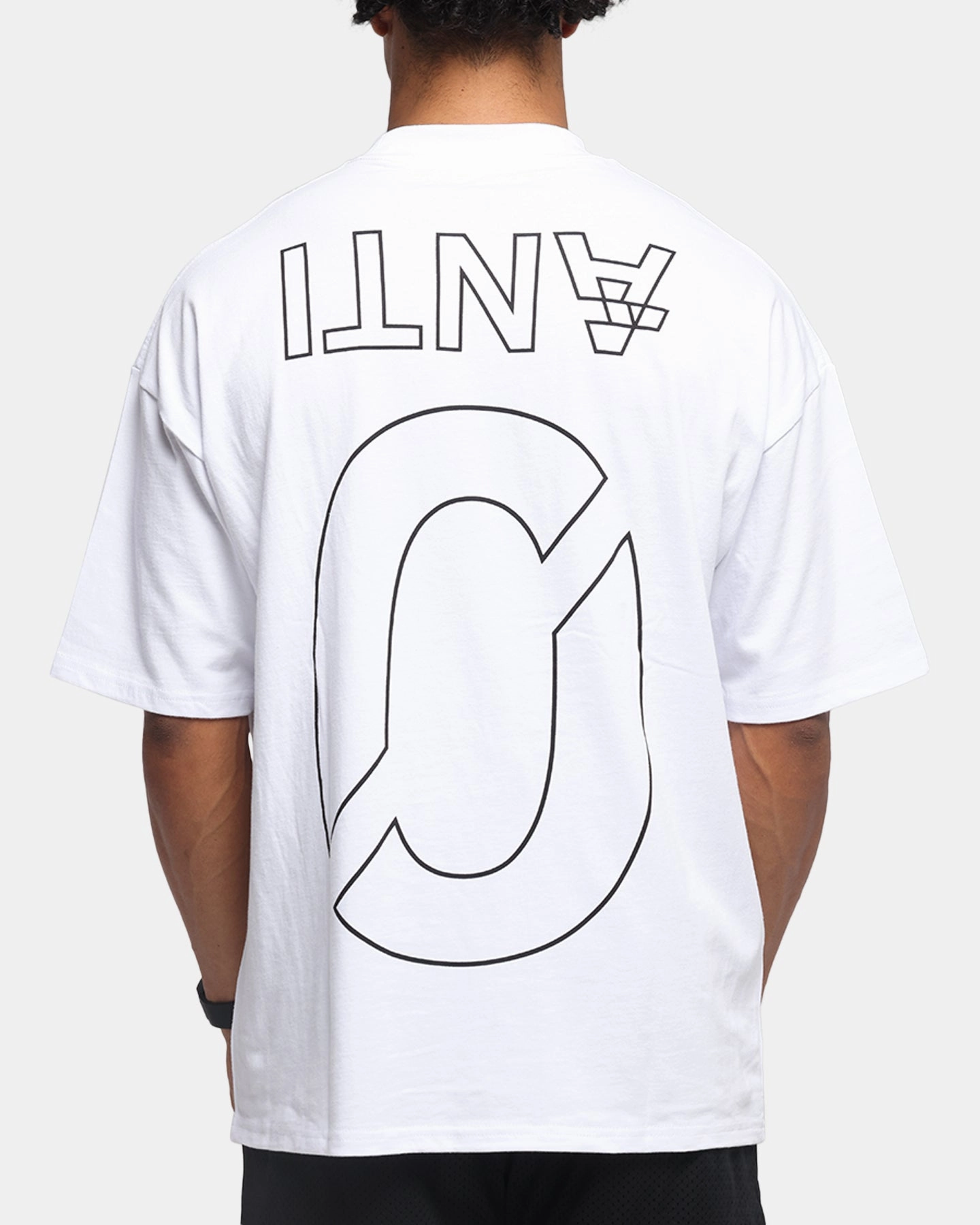 The Anti Order Azero Stencil Mock Neck T-Shirt White anti static coating Easy to Style
