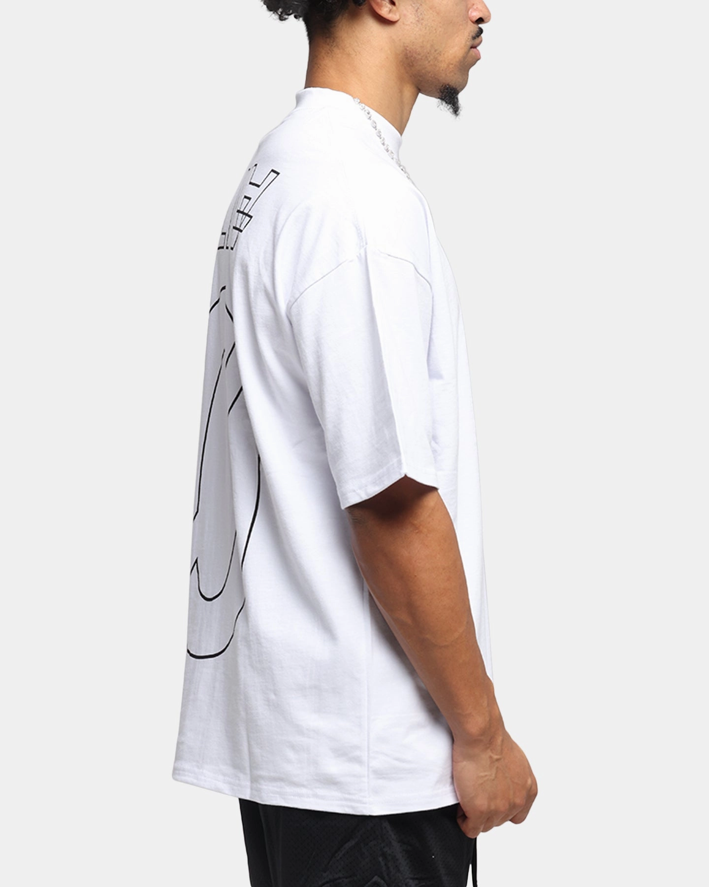 The Anti Order Azero Stencil Mock Neck T-Shirt White Modern Style Trend Workout Gear