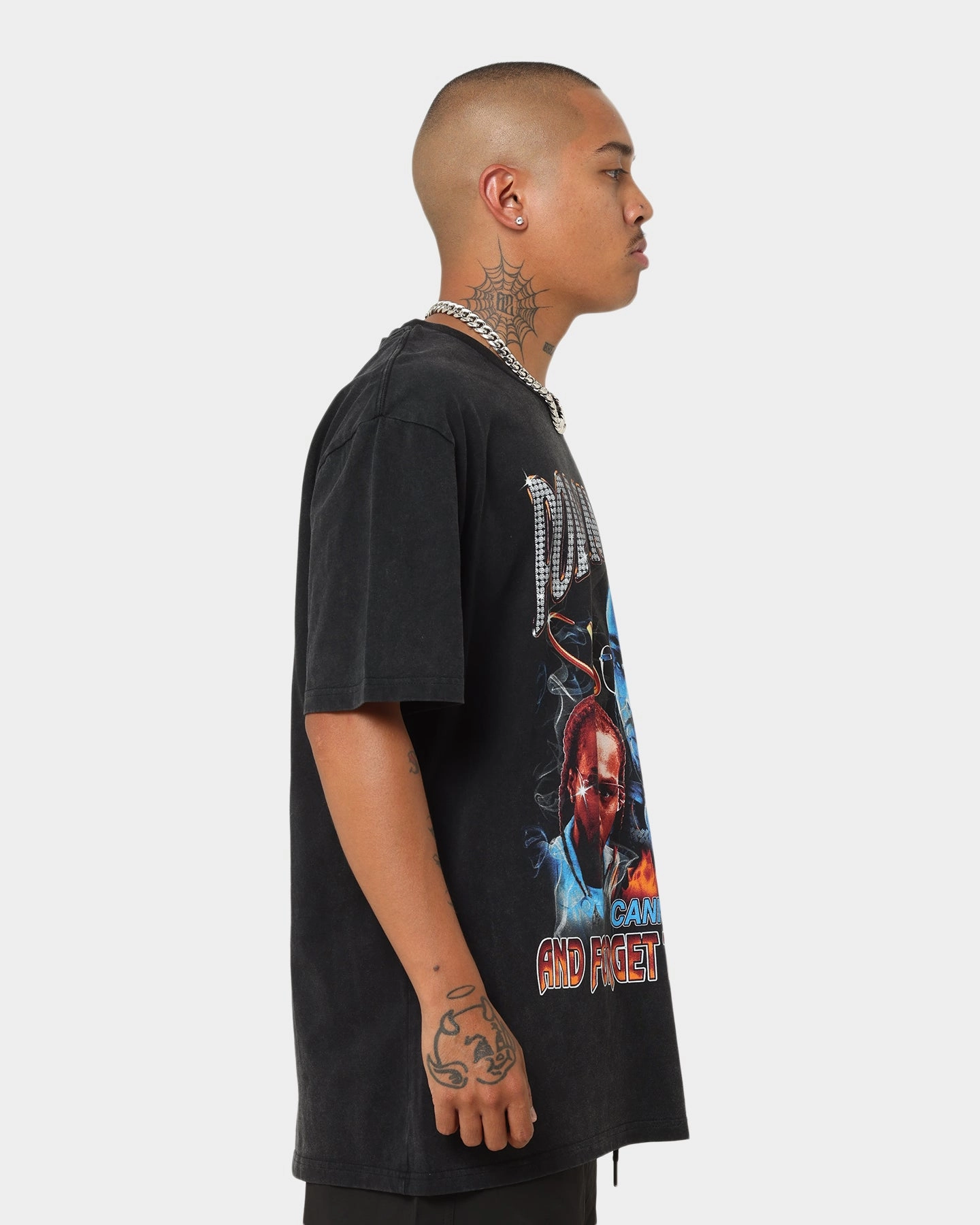 Pop Smoke And Forget The Smoke Vintage T-Shirt Washed Black Casual Essential Wear Timeless Top
