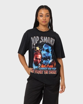 adults' Pop Smoke And Forget The Smoke Vintage T-Shirt Washed Black