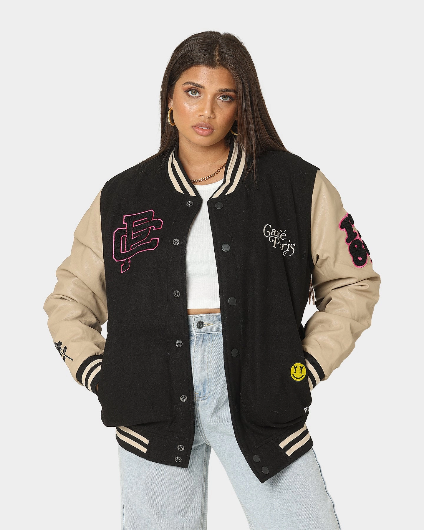 Carre Peace Varsity Jacket Black/Stone Produce Thank