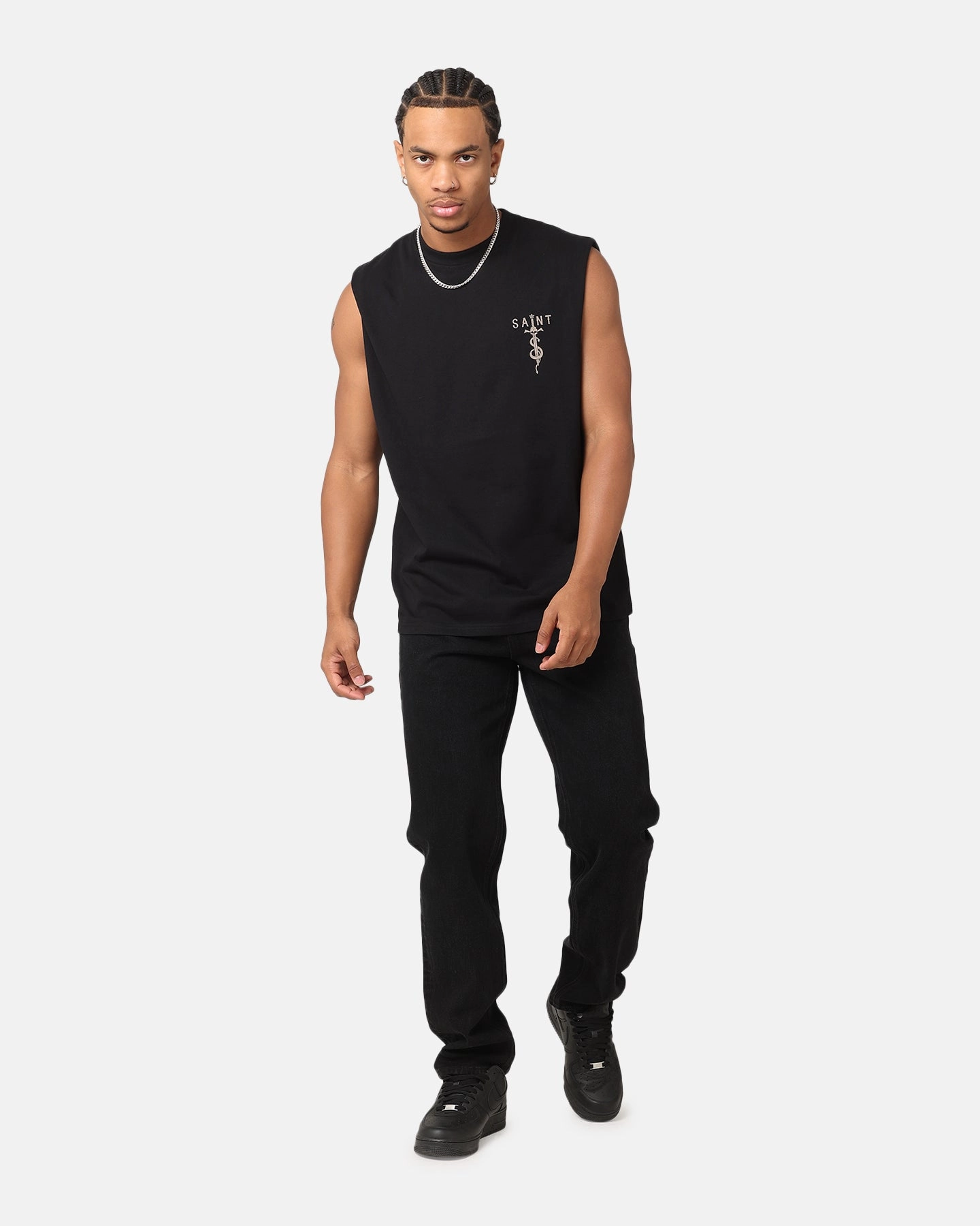 Saint Morta Daggers Oversized Muscle T-Shirt Black/Brown Active Layering Effortless Look