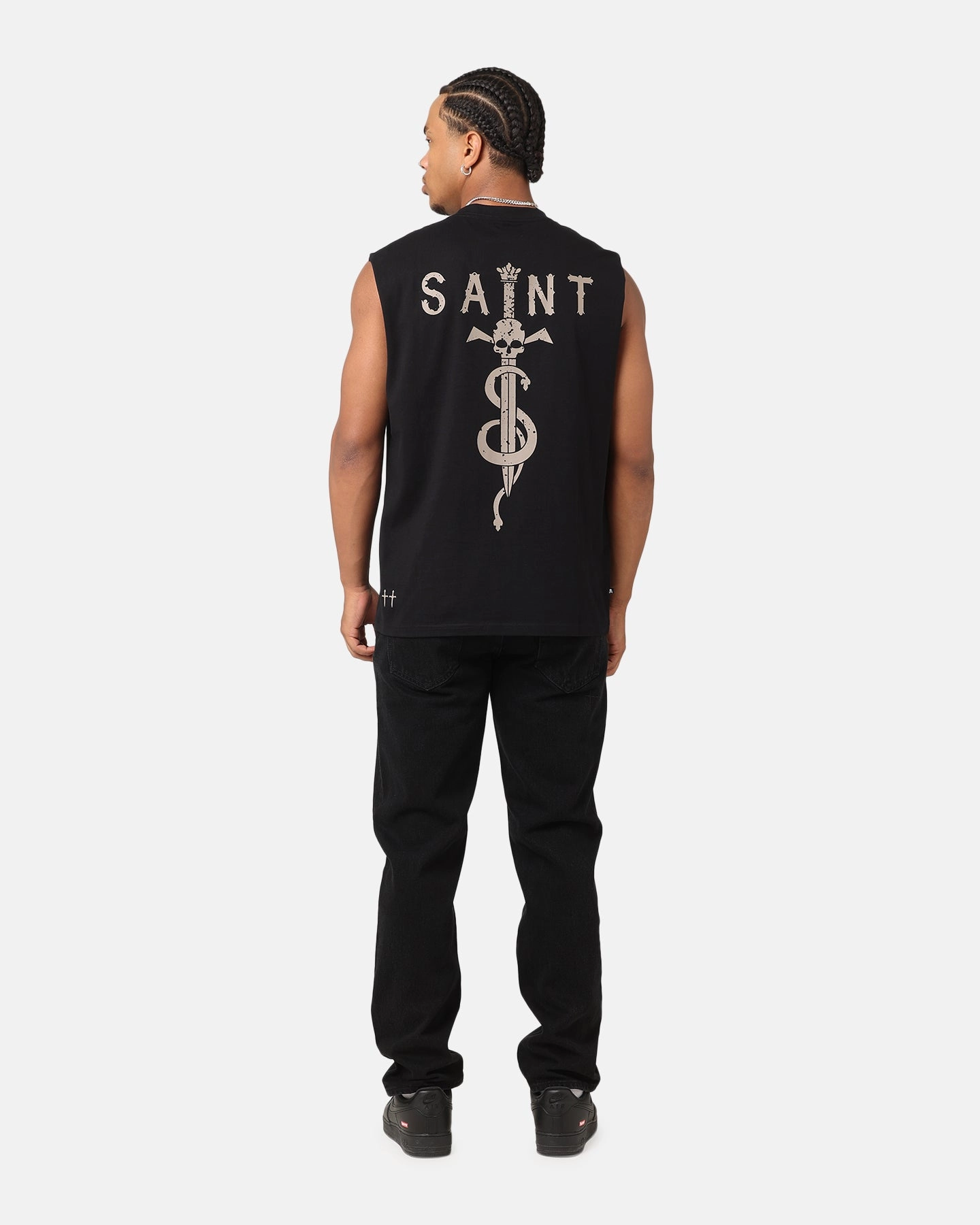 Saint Morta Daggers Oversized Muscle T-Shirt Black/Brown Airflow Ventilation System Chill Design