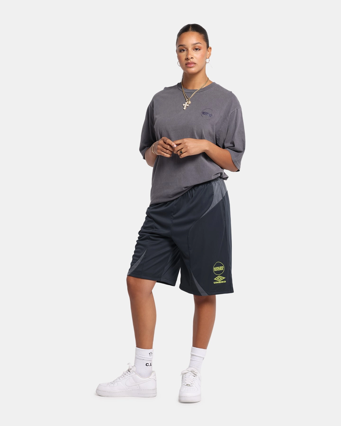 Boiler Room X Umbro Football Shorts Black Moisture Wicking Finish Elastic Band