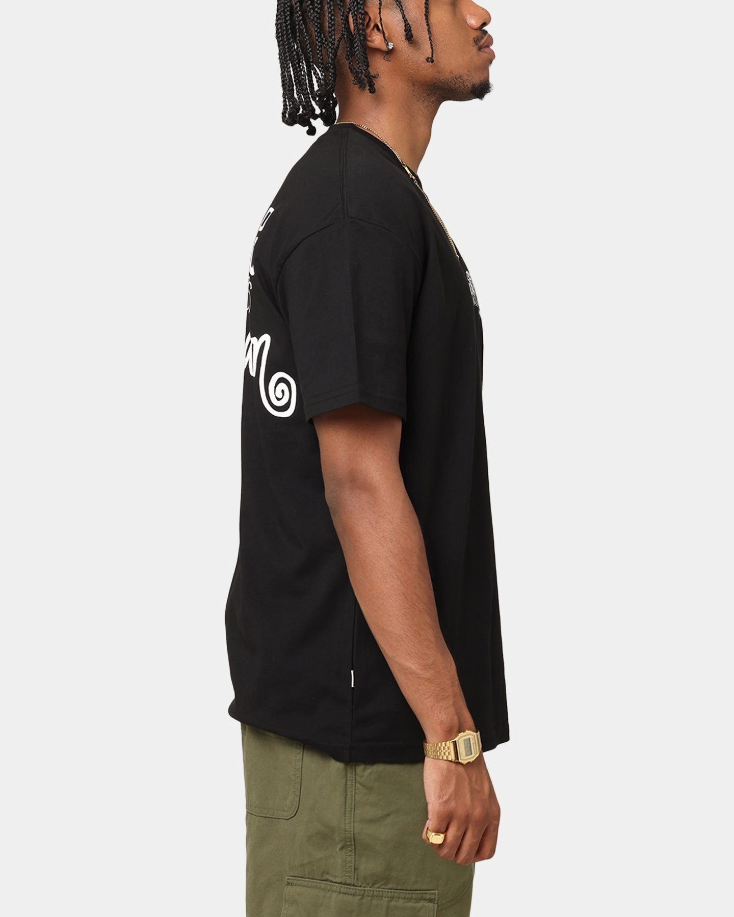 S Double World Wide Roots T-Shirt Black FadeResistantPrint