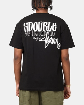 VintageWash S Double World Wide Roots T-Shirt Black