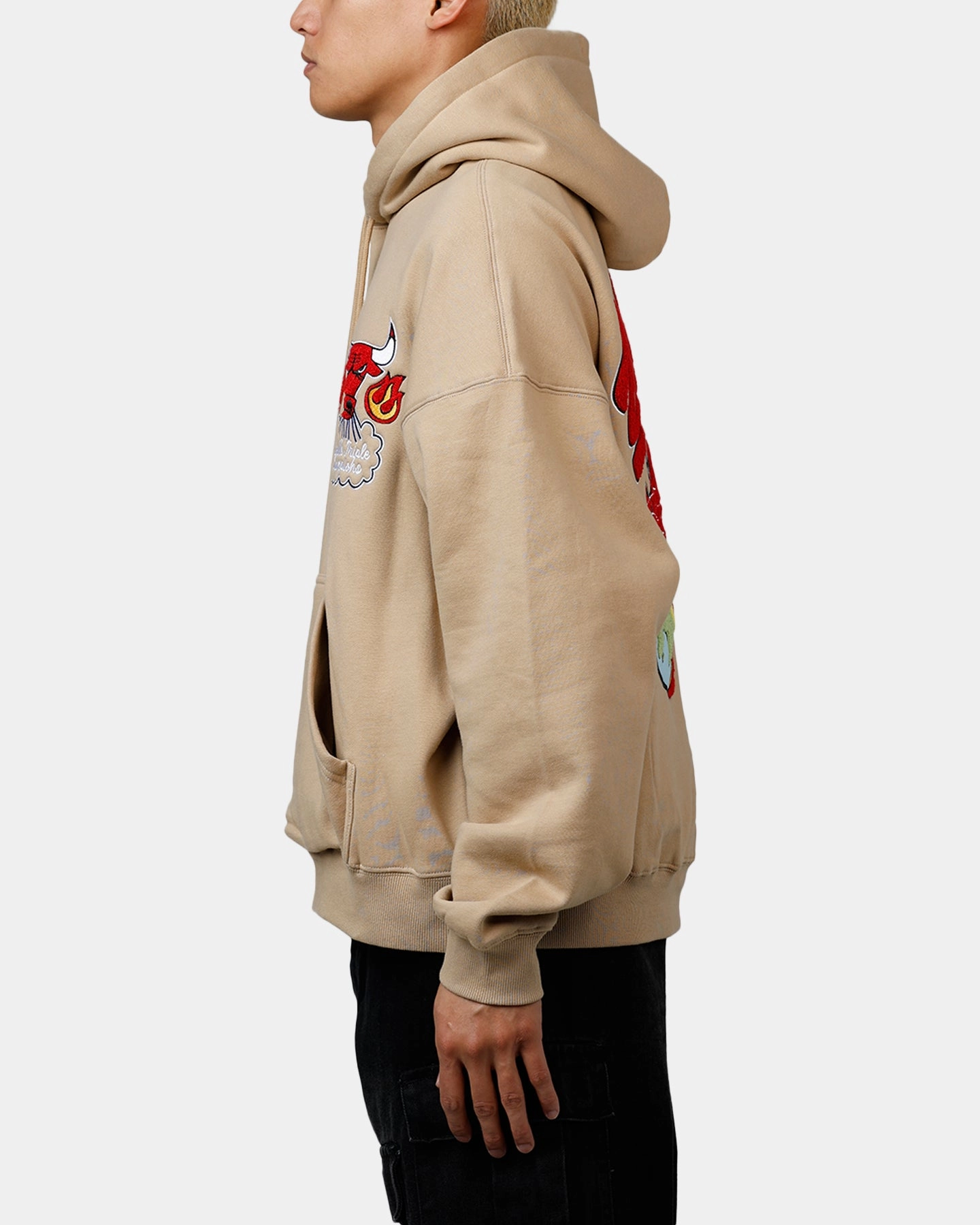 Striped Pattern Mitchell & Ness Chicago Bulls Fireball Hoodie Tan
