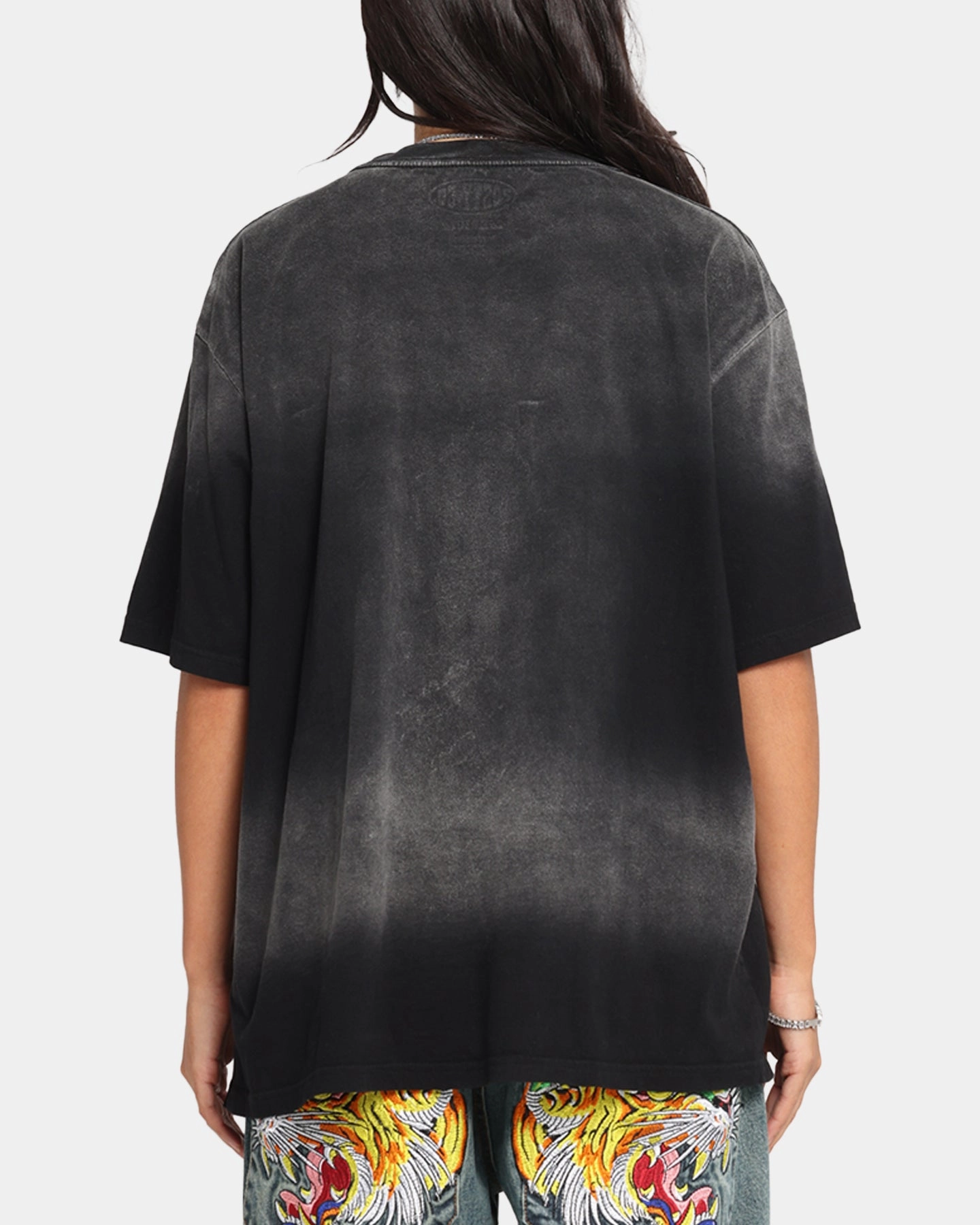 Fashion Essential Recycled Polyester Thread Post Malone F-1 Trillion Horse T-Shirt Black Wash