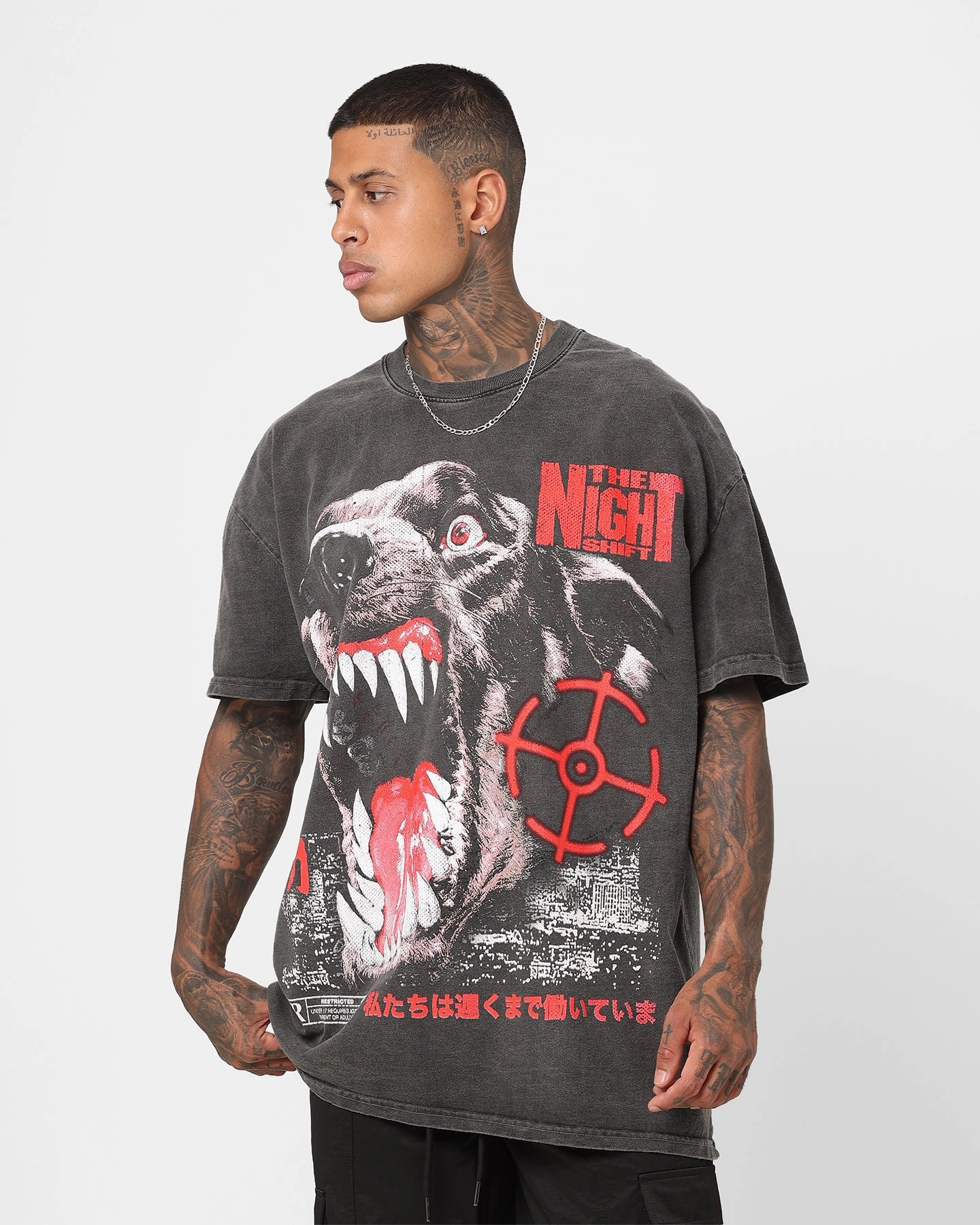 The Night Shift Dog Heavyweight Vintage T-Shirt Black Wash Spring Wear Lightweight Look