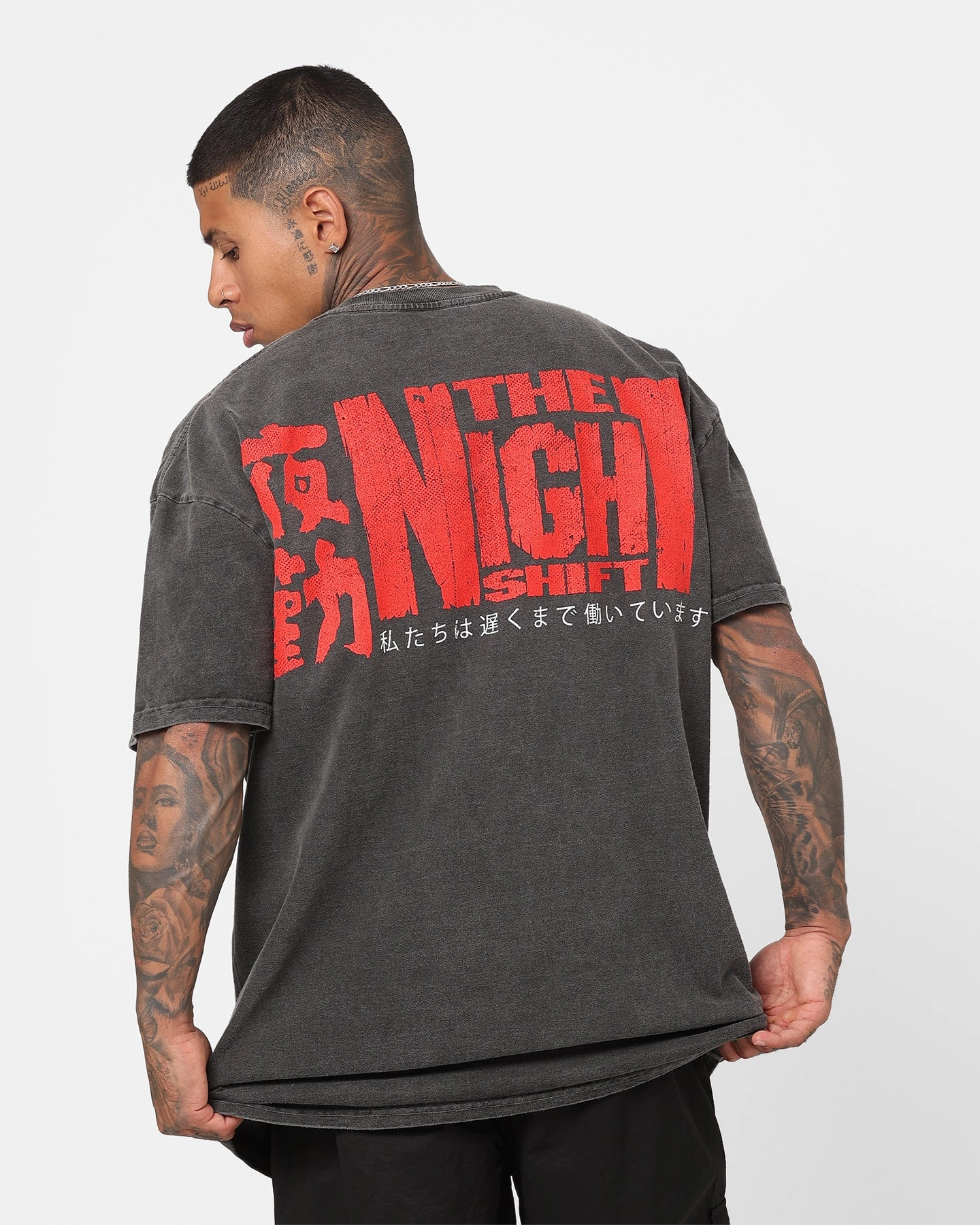 Breezy Comfort The Night Shift Dog Heavyweight Vintage T-Shirt Black Wash