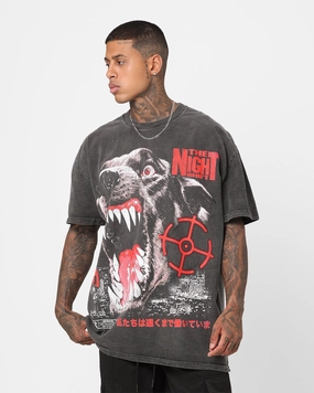 The Night Shift Dog Heavyweight Vintage T-Shirt Black Wash Spring Wear Lightweight Look