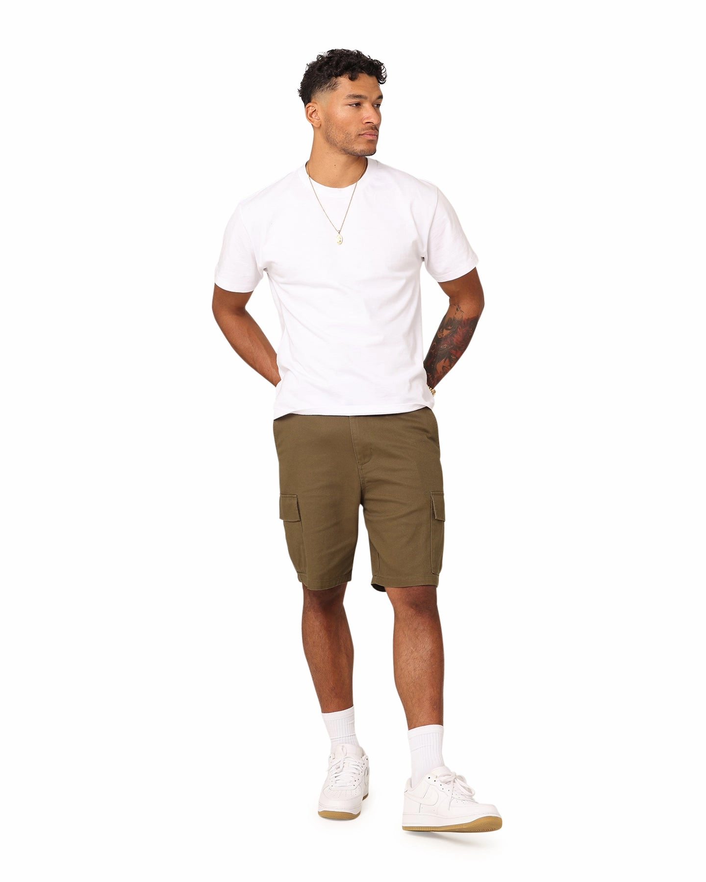 XXIII Jordy Cargo Shorts Military Green Loose Fit Printed Pattern