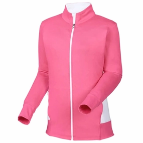 FootJoy Full Zip Midlayer Golf Jacket Hot Pink/White - FW20 Women Snag Free Knit