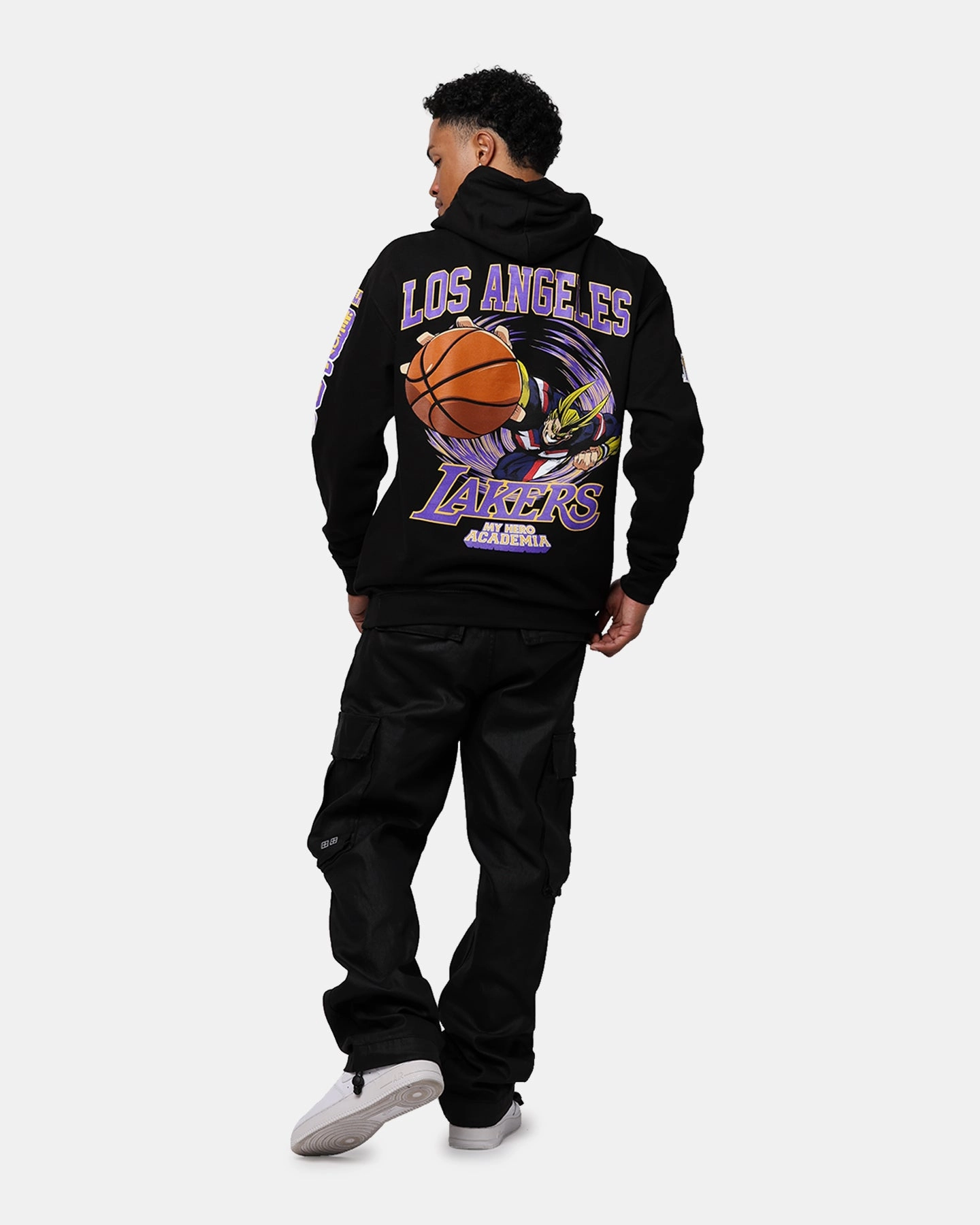 Hyperfly X My Hero Academia X NBA Los Angeles Lakers Hoodie Black AntiPilling Surface Finish