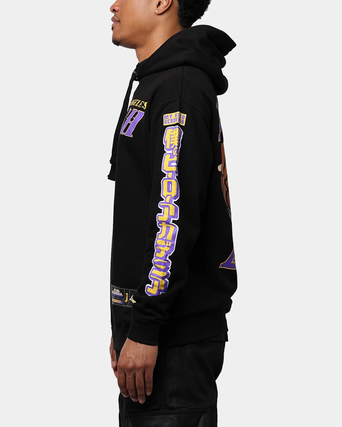 Breathable fabric Hyperfly X My Hero Academia X NBA Los Angeles Lakers Hoodie Black