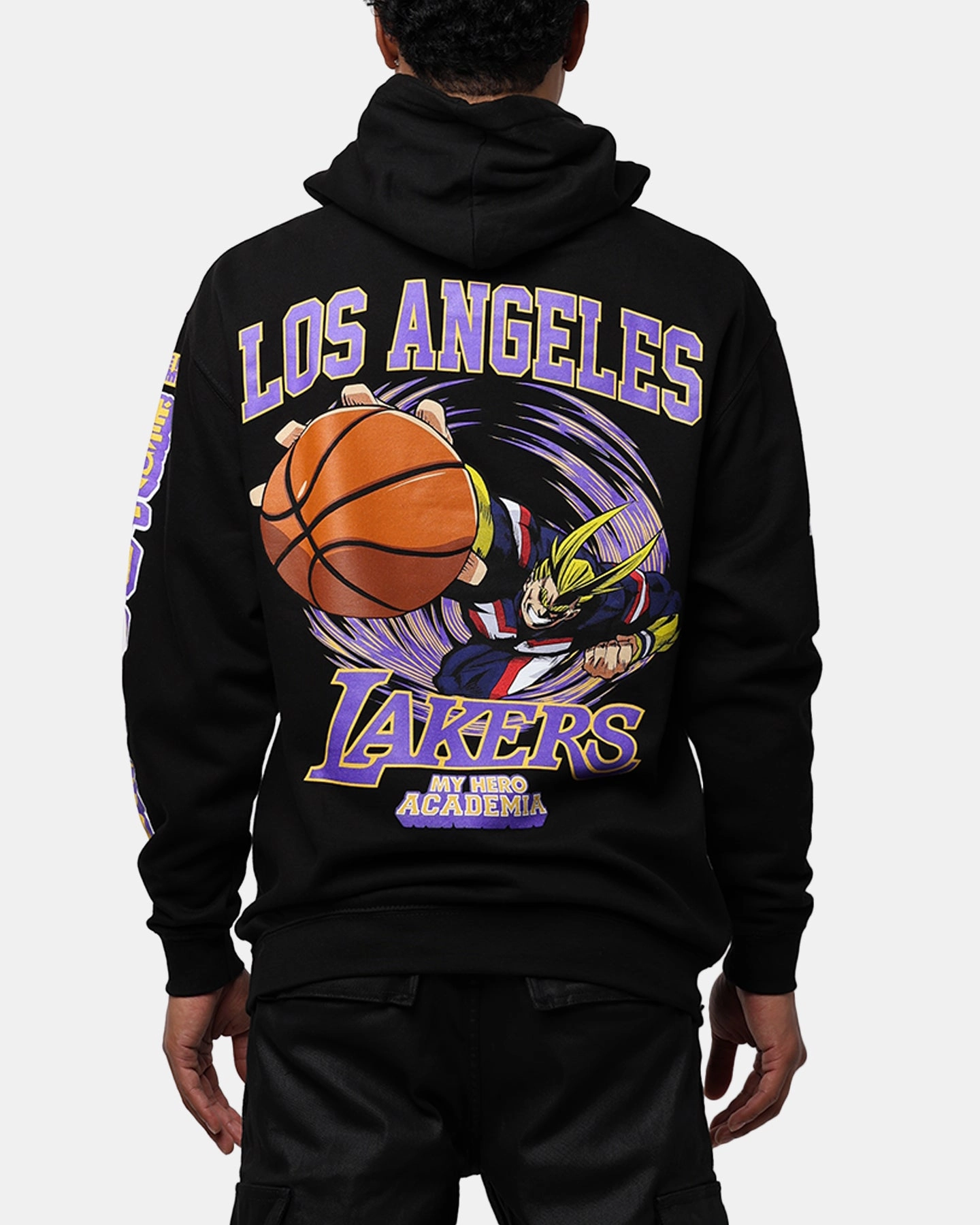Hyperfly X My Hero Academia X NBA Los Angeles Lakers Hoodie Black suitable for photography