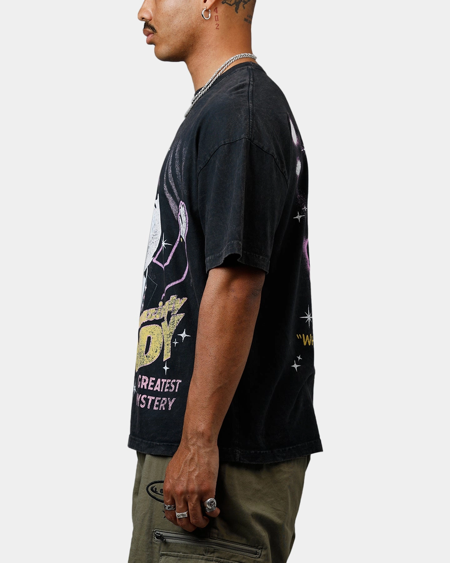 73 Studio The Amazing Randy Heavyweight T-Shirt Black Acidwash Minimal Comfort Wear funky