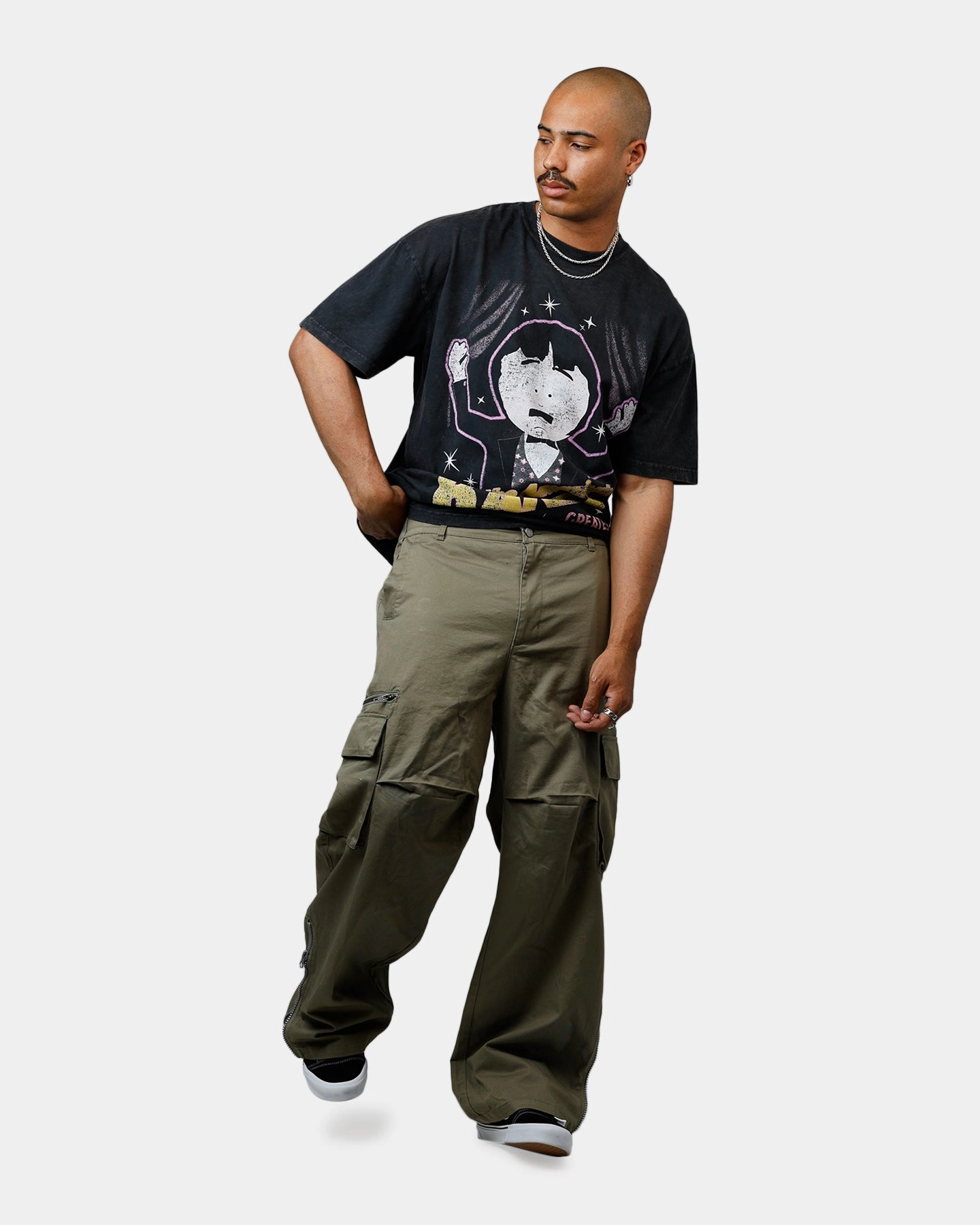 73 Studio The Amazing Randy Heavyweight T-Shirt Black Acidwash ComfortFirst Travel Wear
