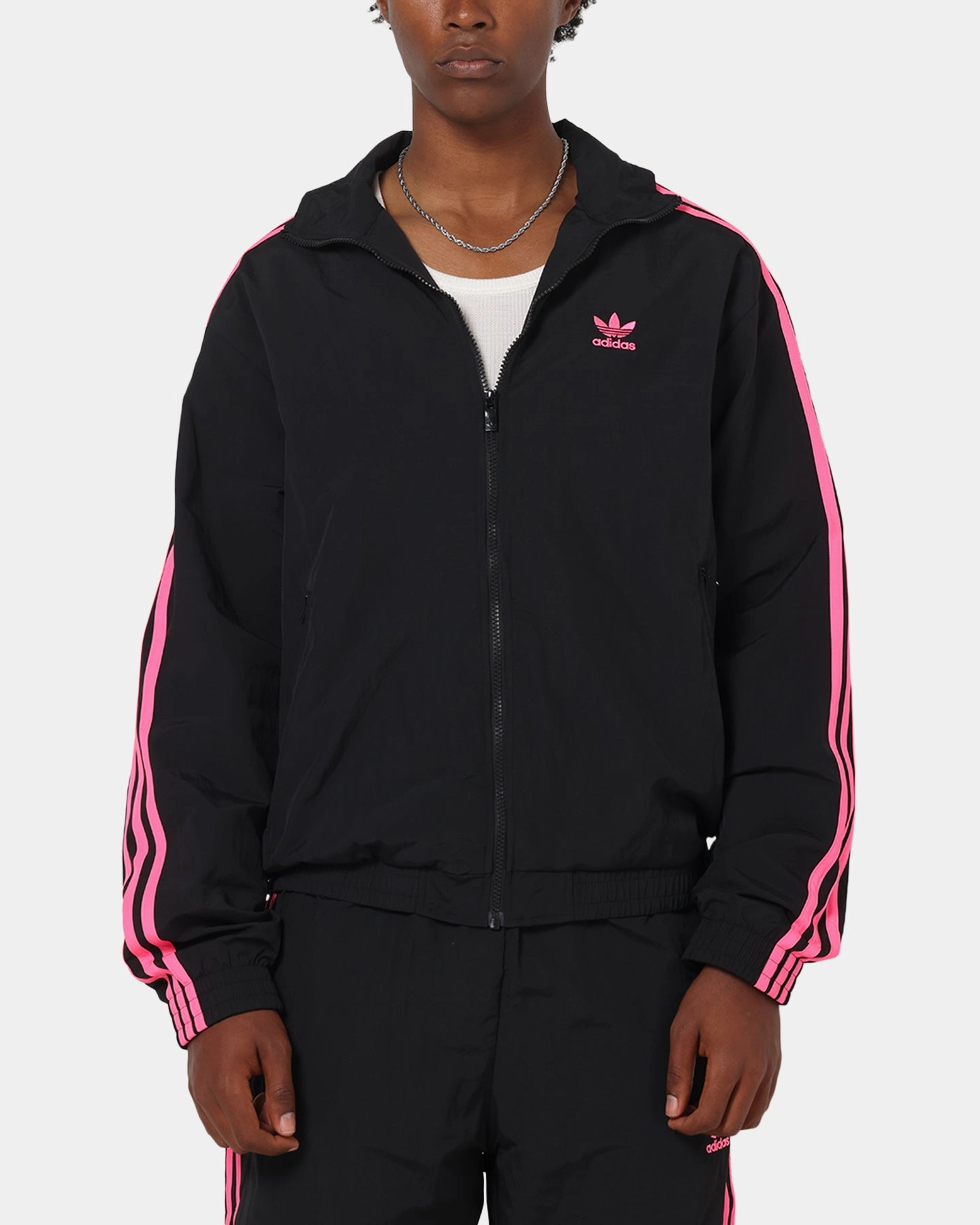 Adidas Firebird Track Jacket Black/Lucid Pink Trendy Outerwear Wool