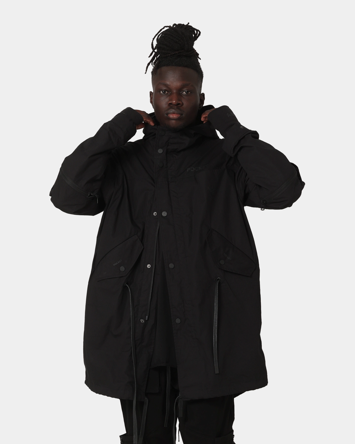 Drop Hood Style Base-layer The Anti Order God Jacket Black