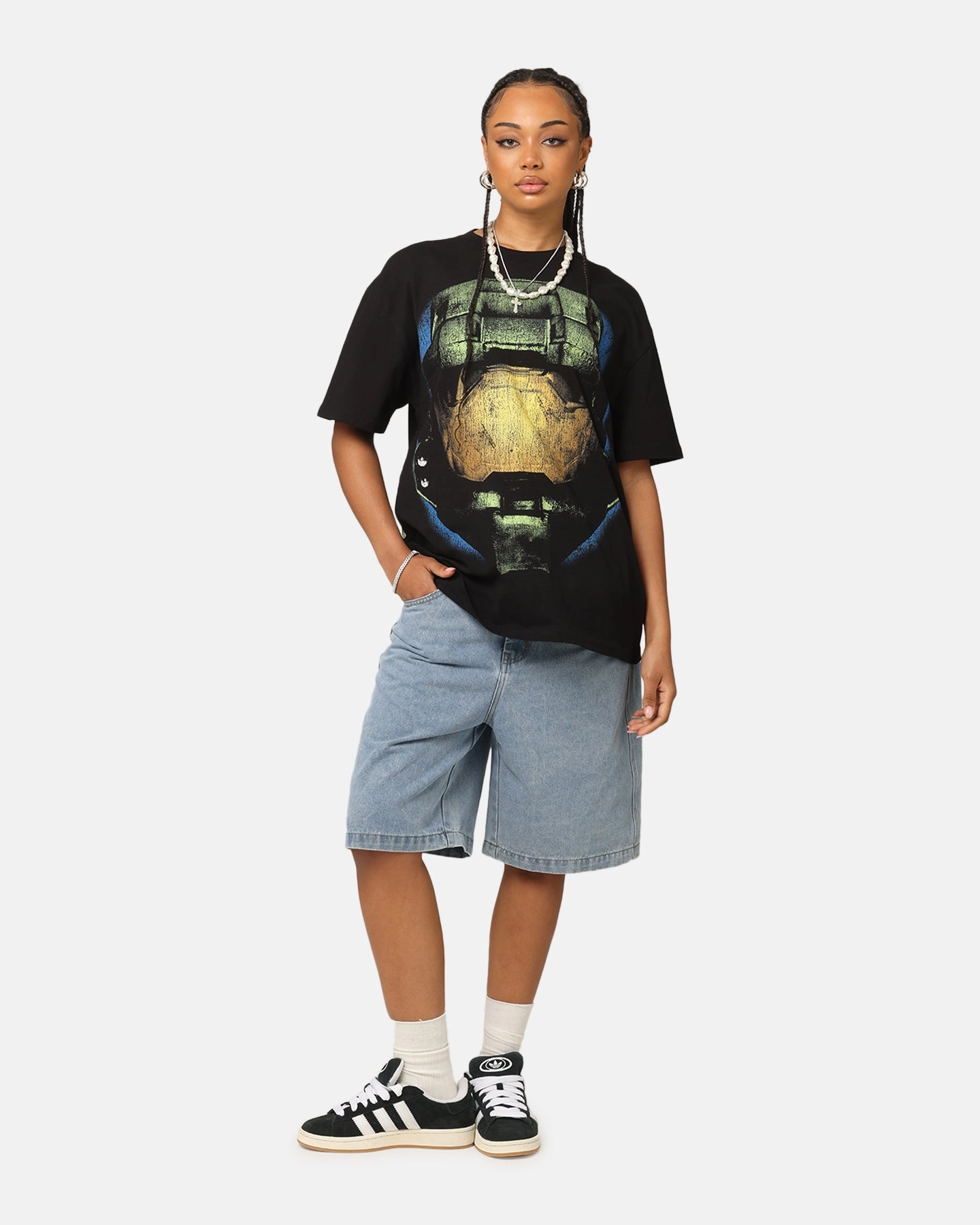 Light Trend Goat Crew X Halo Big Head Heavyweight T-Shirt Black
