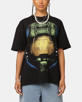 Yarn Dyed Stripes Goat Crew X Halo Big Head Heavyweight T-Shirt Black