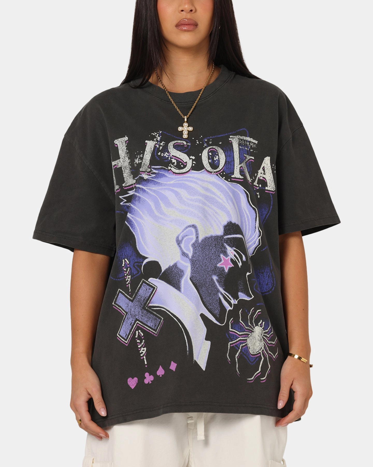 73 Studio X  Hunter X Hunter Hisoka Heavyweight T-Shirt Black Wash Flattering Shape Stylish