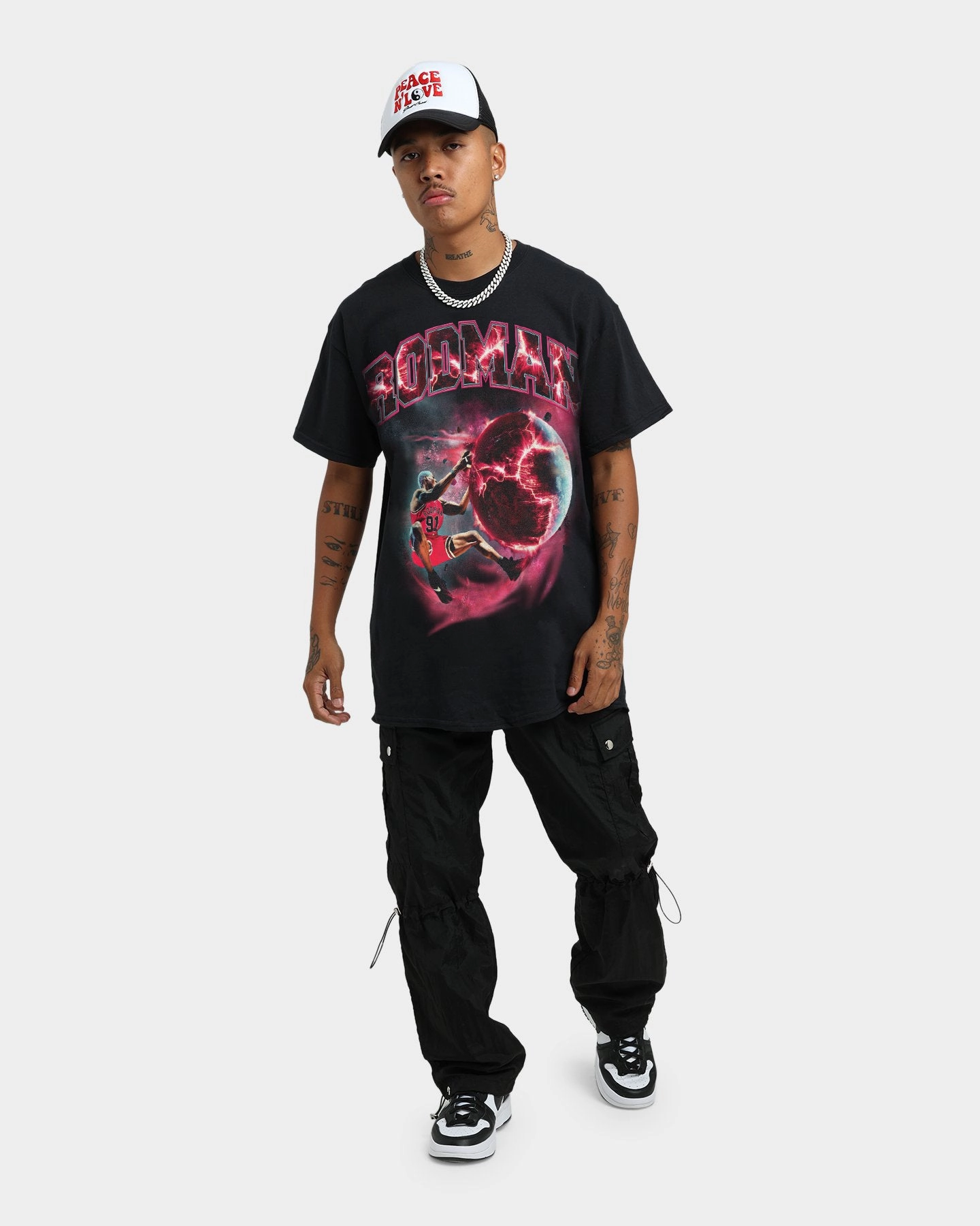 Light and Comfortable black friday Rodman Brand Planet Dunk Vintage T-Shirt Black Wash