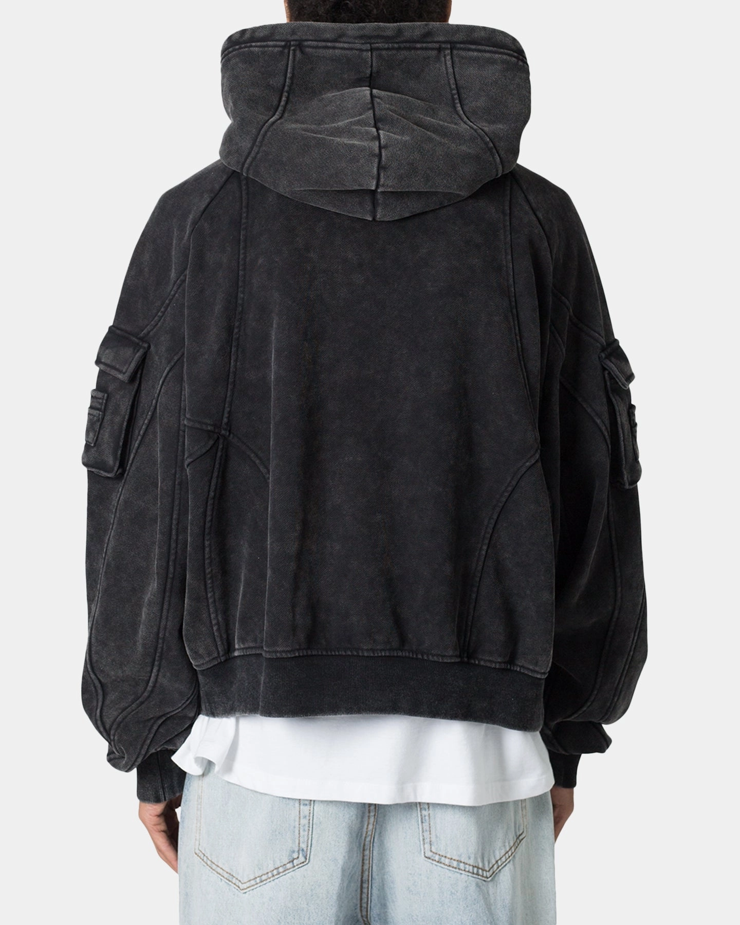 MNML Pocket Hoodie Charcoal Grey teachers Light Reflective Logos